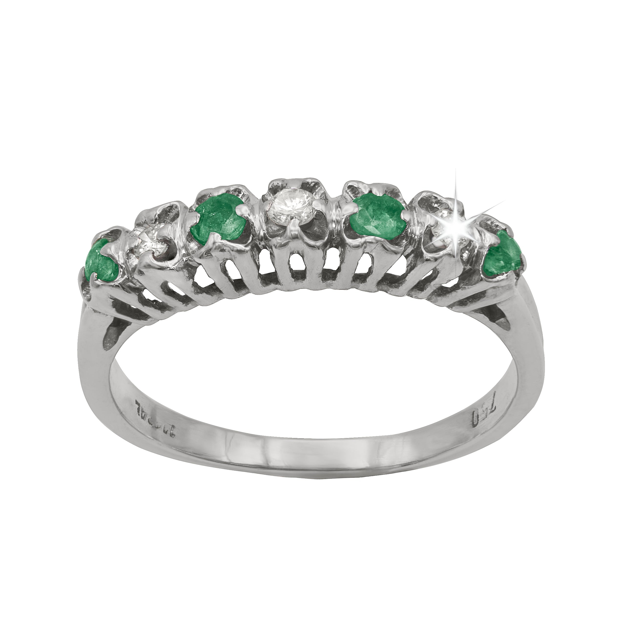 VERETTA ORO BIANCO 18 KT DIAMANTI E SMERALDI NATURALI