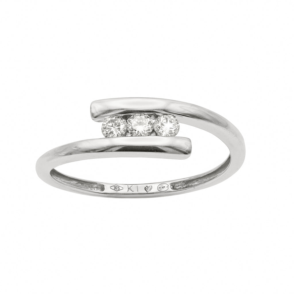 TRYLOGY CONTRARIE IN ORO BIANCO 9KT   DIAMANTI NATURALI KT 0,18 F COLOR VVS1