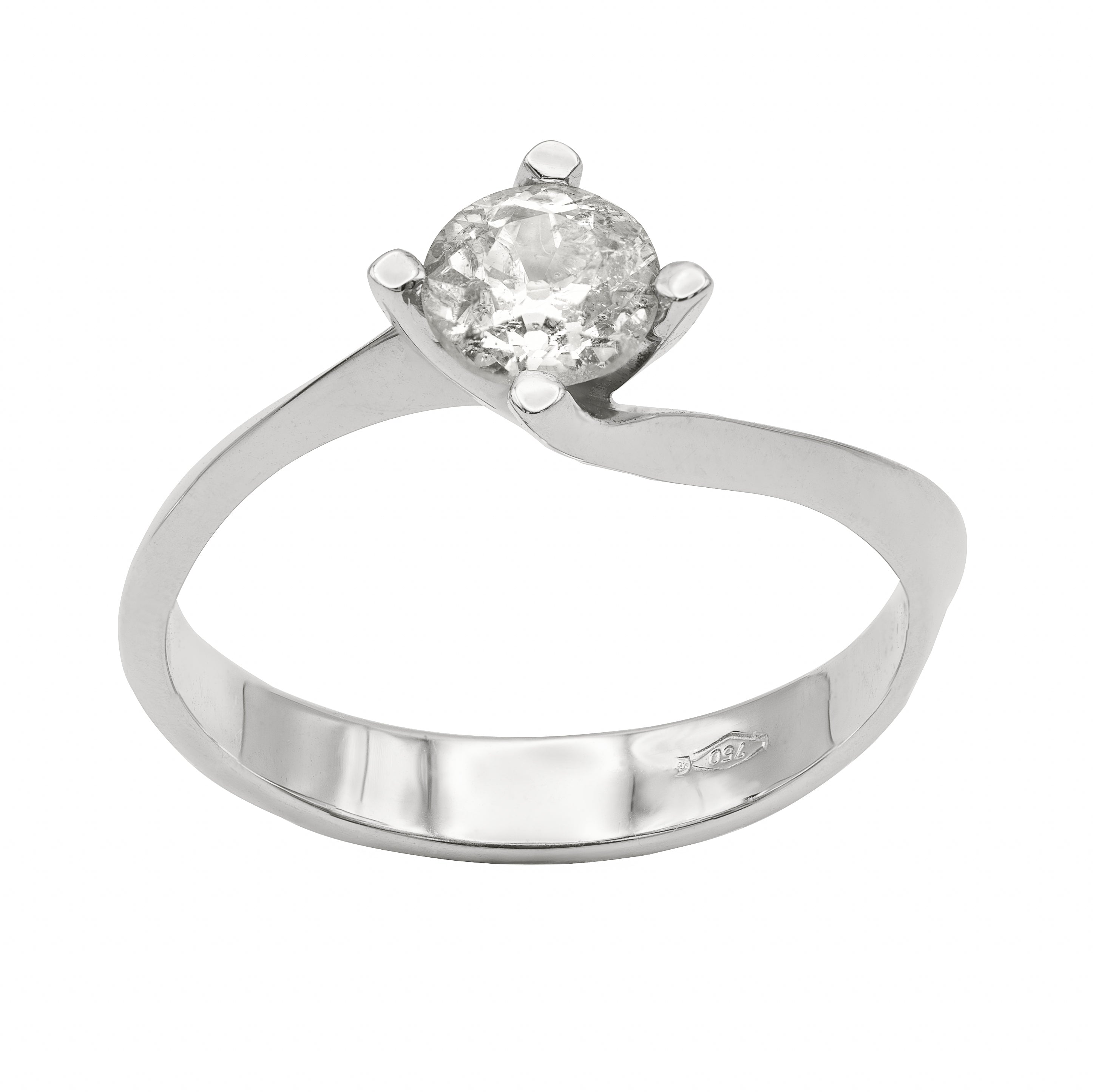 SOLITARIO IN ORO BIANCO 18KT DIAMANTE NATURALE KT 0,73 K COLOR SI2