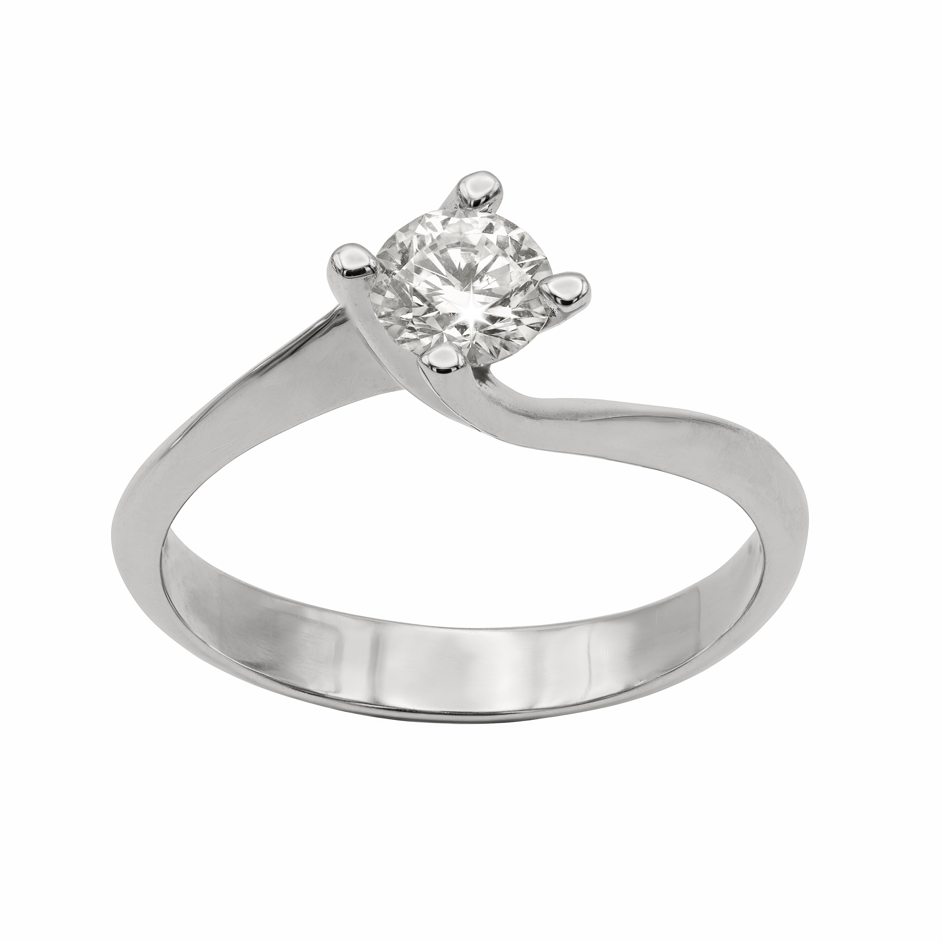 SOLITARIO IN ORO BIANCO 18KT DIAMANTE NATURALE KT 0,53 H COLOR SI