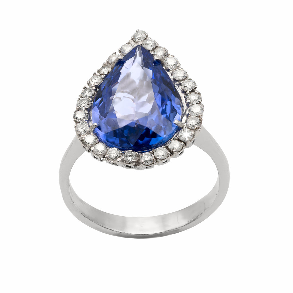 ANELLO GOCCIA TANZANITE E DIAMANTI.....KT 4,49 + KT 0,50 G COLOR VS