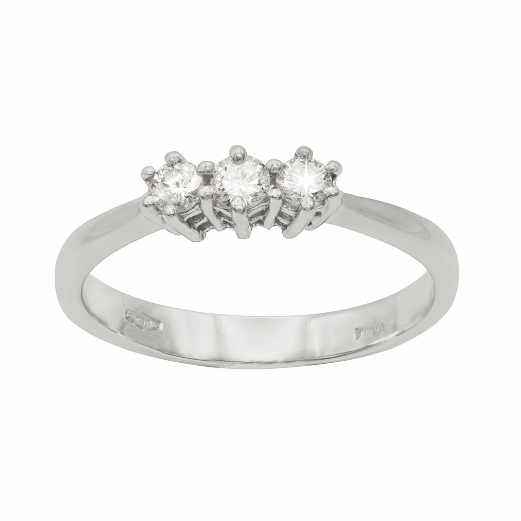 TRILOGY IN ORO BIANCO 18KT RICONDIZIONATO DIAMANTI NATURALI KT 0,18