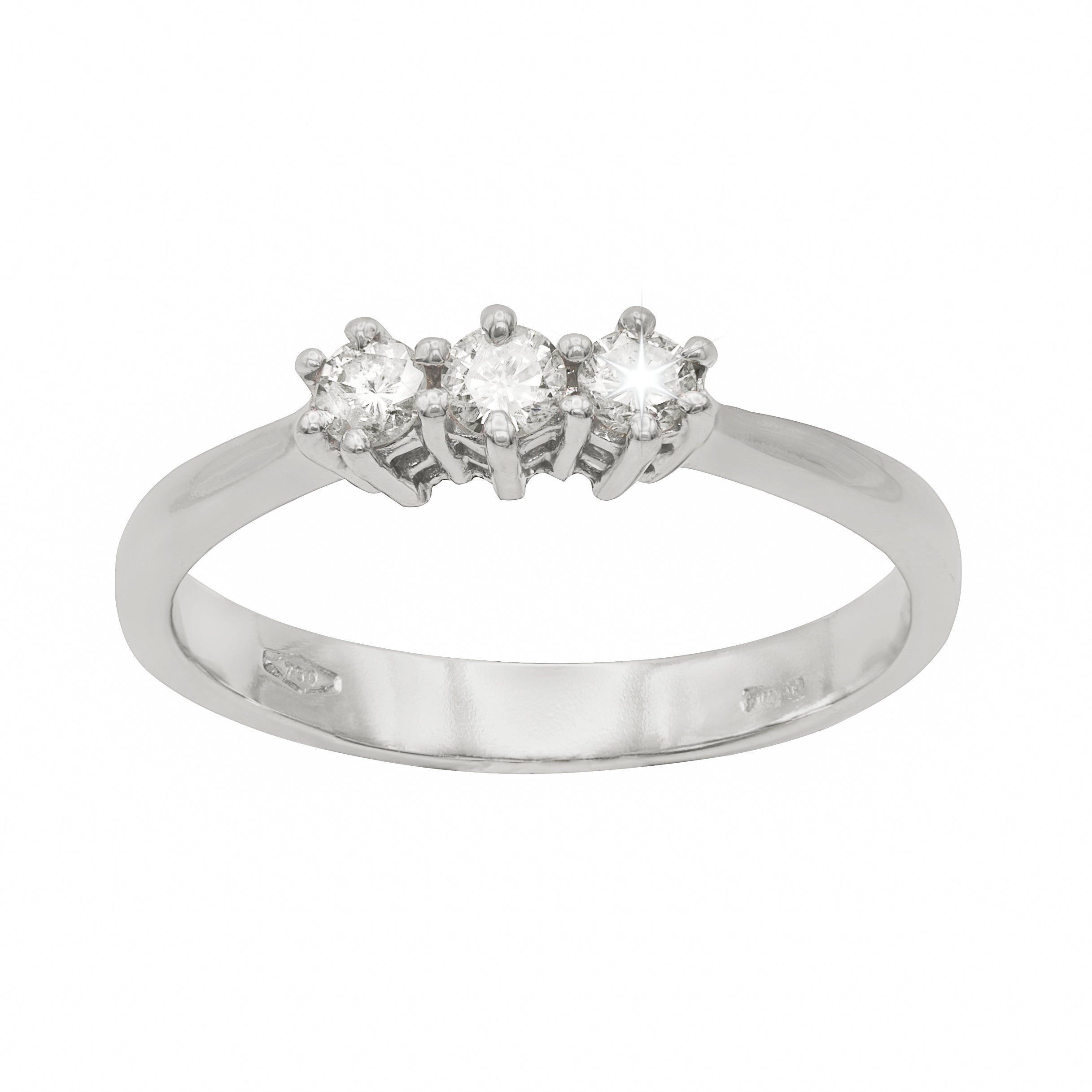 TRILOGY IN ORO BIANCO 18KT RICONDIZIONATO DIAMANTI NATURALI KT 0,18