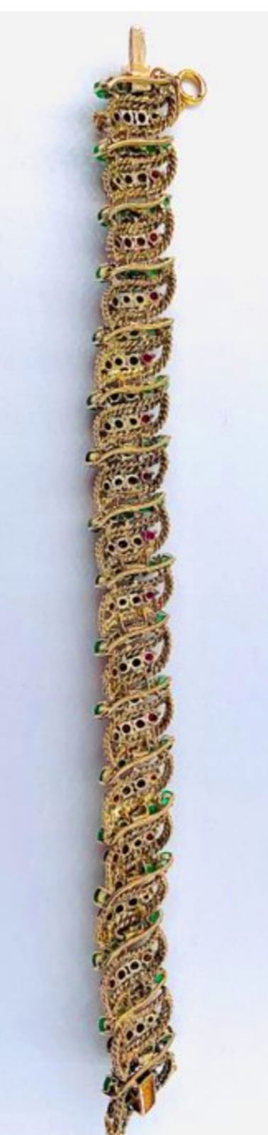 BRACCIALE ANNI 50 IN ORO GIALLO 18KT  PIETRE PREZIOSE..... SMERALDI E RUBINI NATURALI