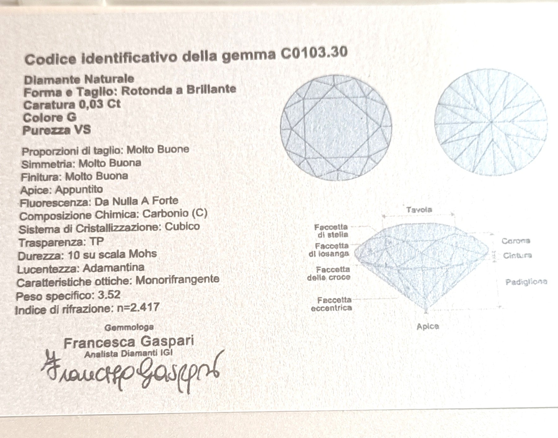 DIAMANTE NATURALE BLISTERATO KT0,03 CLAURUS