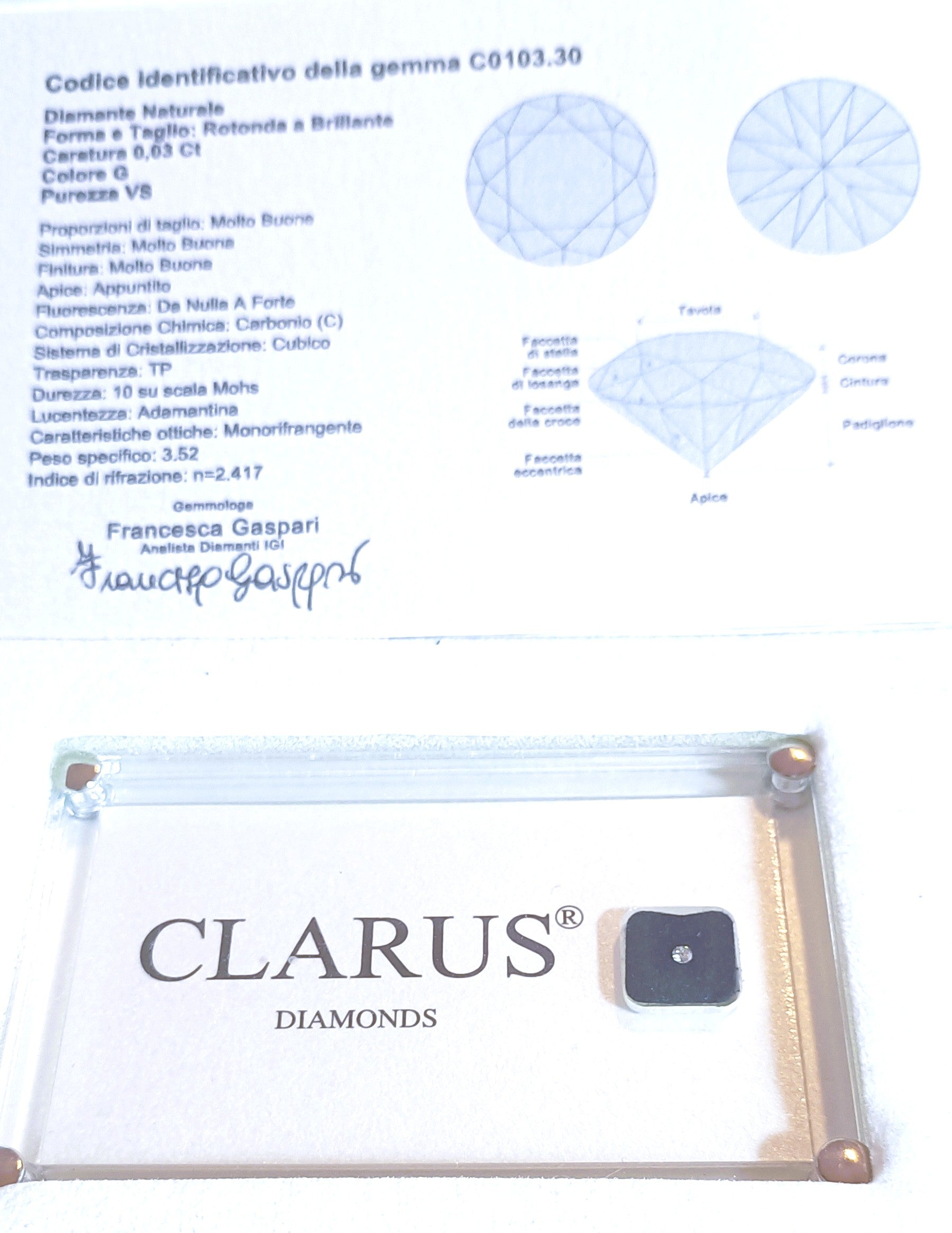 DIAMANTE NATURALE BLISTERATO KT0,03 CLAURUS