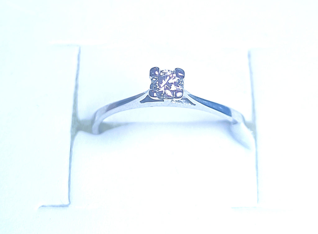 SOLITARIO IN ORO BIANCO 18KT DIAMANTE NATURALE KT 0,08 G COLOR VS1