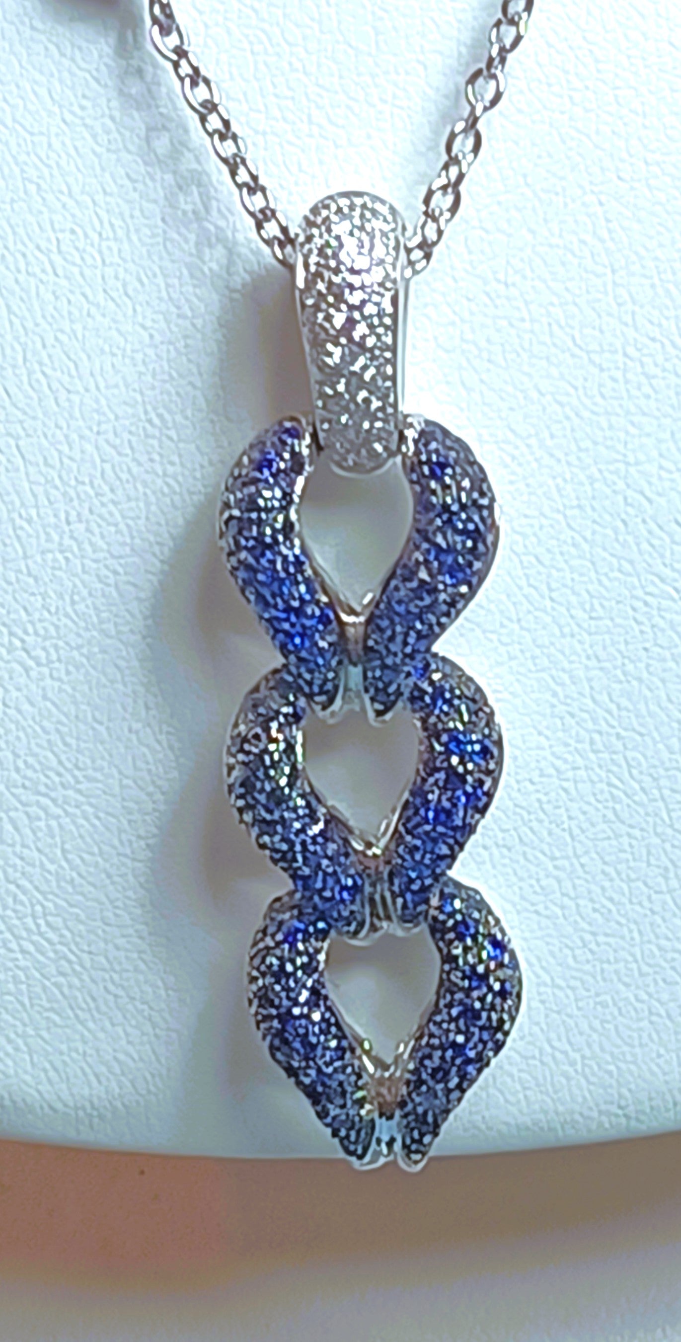 COLLANA IN ORO BIANCO 18KT DIAMANTI E ZAFFIRI GIOIELLO VALENZANO