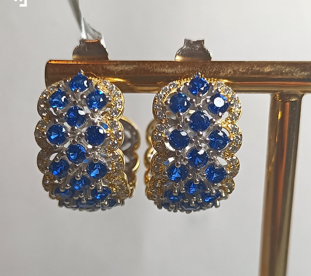 ORECCHINI IN ARGENTO 925 CON ZIRCONI AZZURRI E BIANCHI ALTA GIOIELLERIA