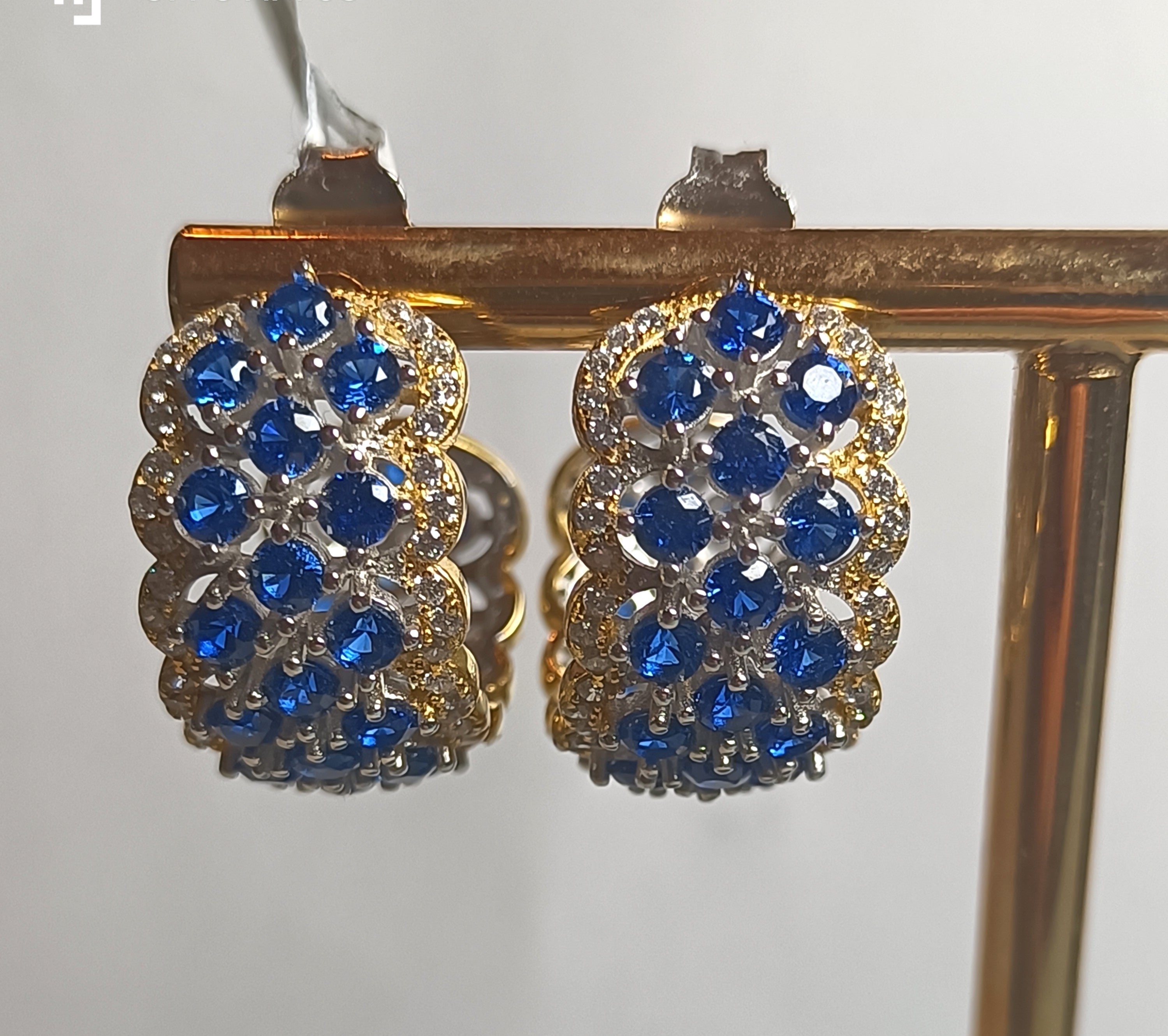 ORECCHINI IN ARGENTO 925 CON ZIRCONI AZZURRI E BIANCHI ALTA GIOIELLERIA