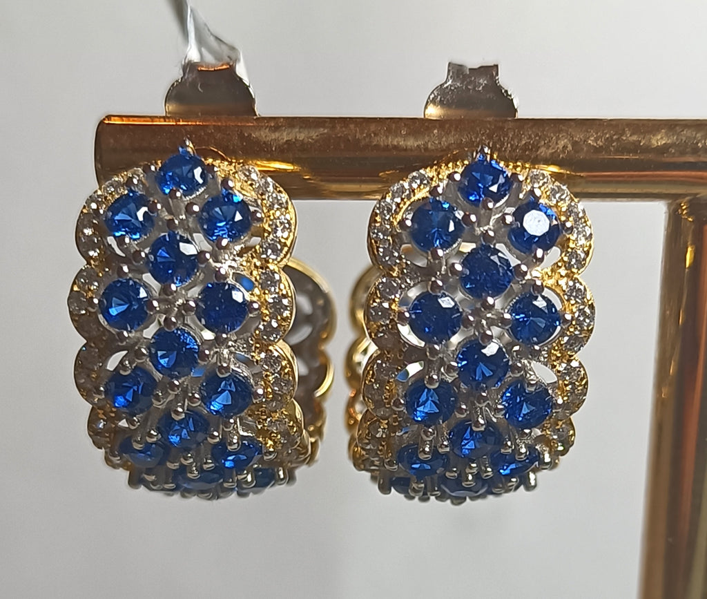 ORECCHINI IN ARGENTO 925 CON ZIRCONI AZZURRI E BIANCHI ALTA GIOIELLERIA