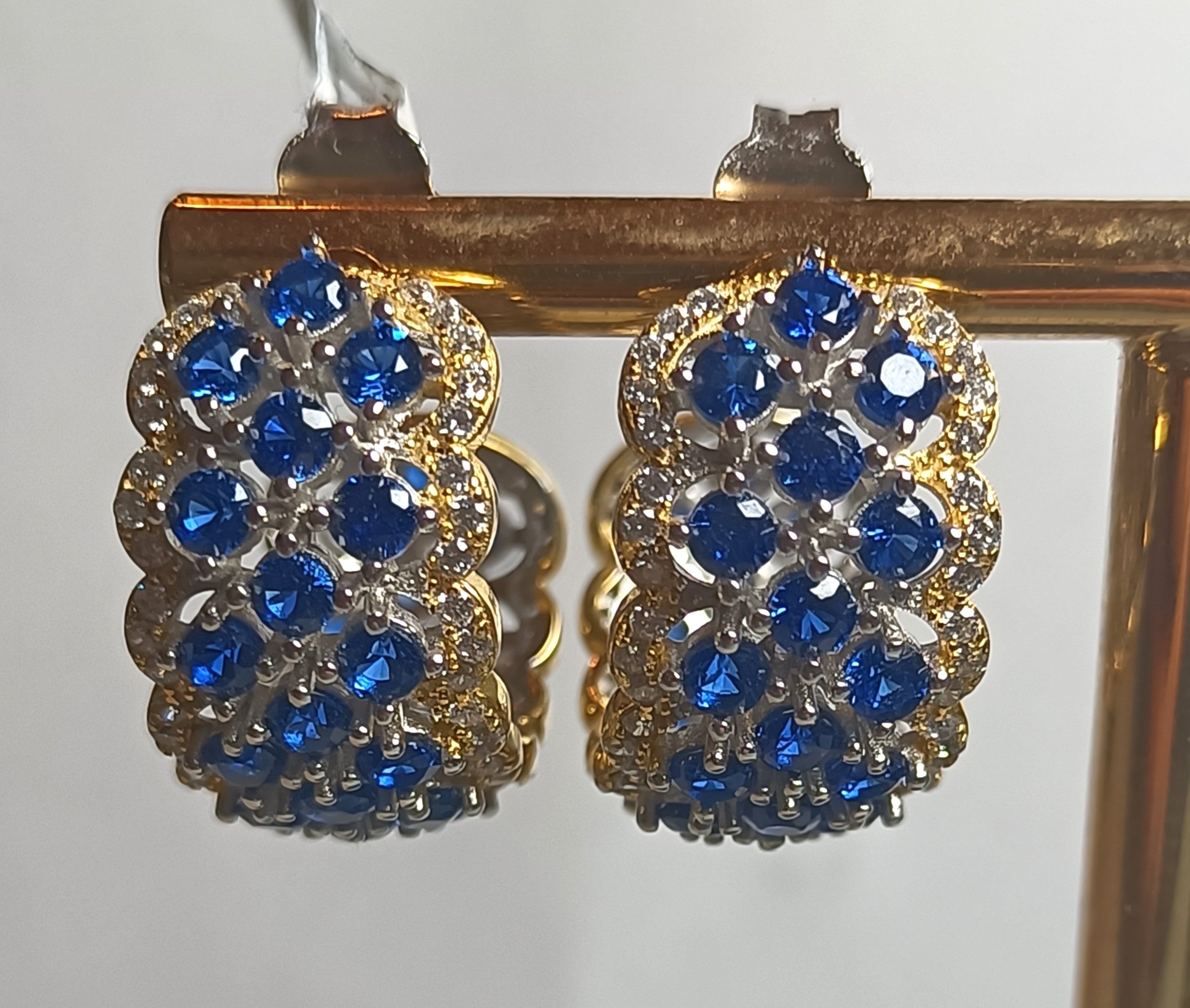 ORECCHINI IN ARGENTO 925 CON ZIRCONI AZZURRI E BIANCHI ALTA GIOIELLERIA