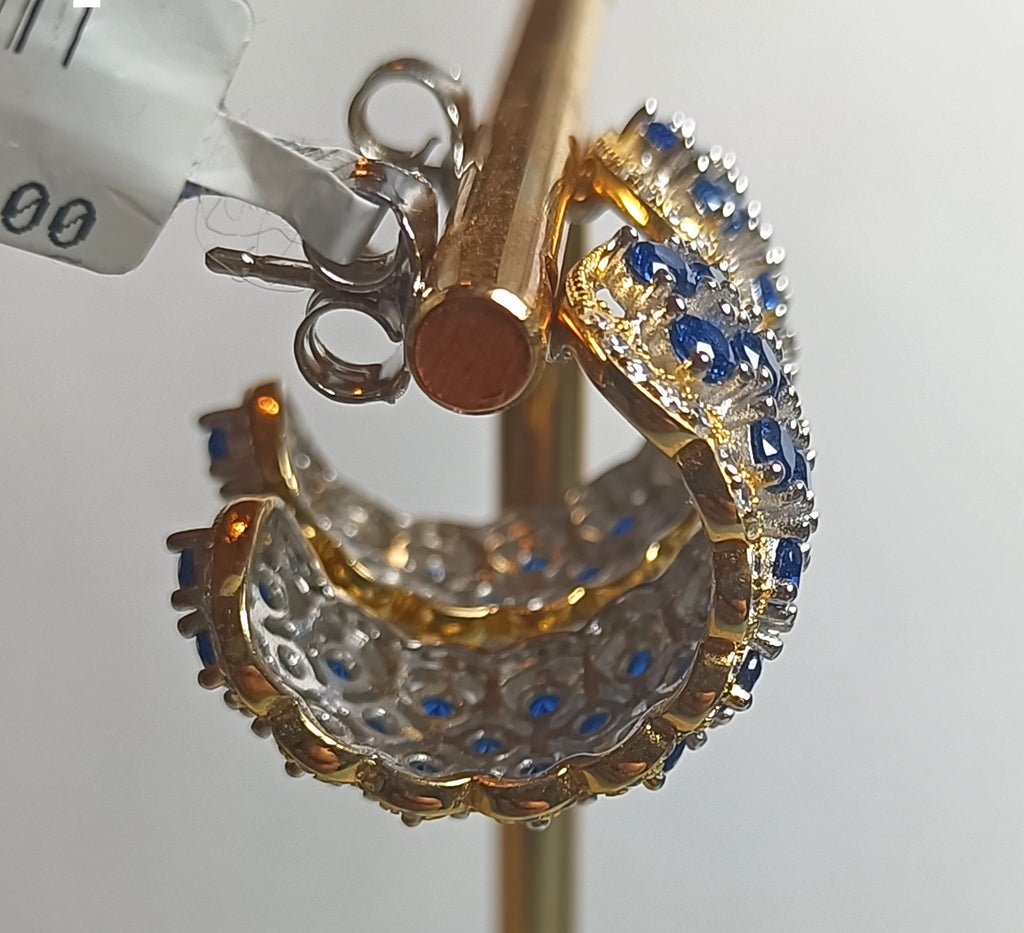 ORECCHINI IN ARGENTO 925 CON ZIRCONI AZZURRI E BIANCHI ALTA GIOIELLERIA