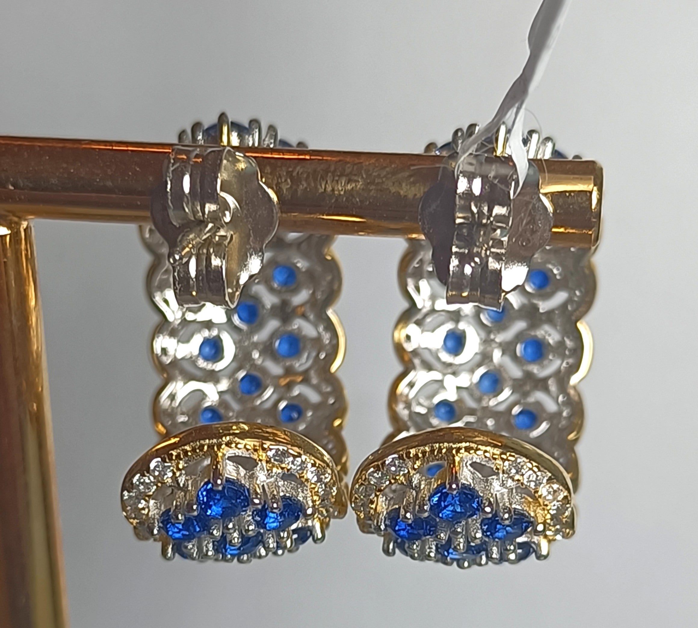 ORECCHINI IN ARGENTO 925 CON ZIRCONI AZZURRI E BIANCHI ALTA GIOIELLERIA