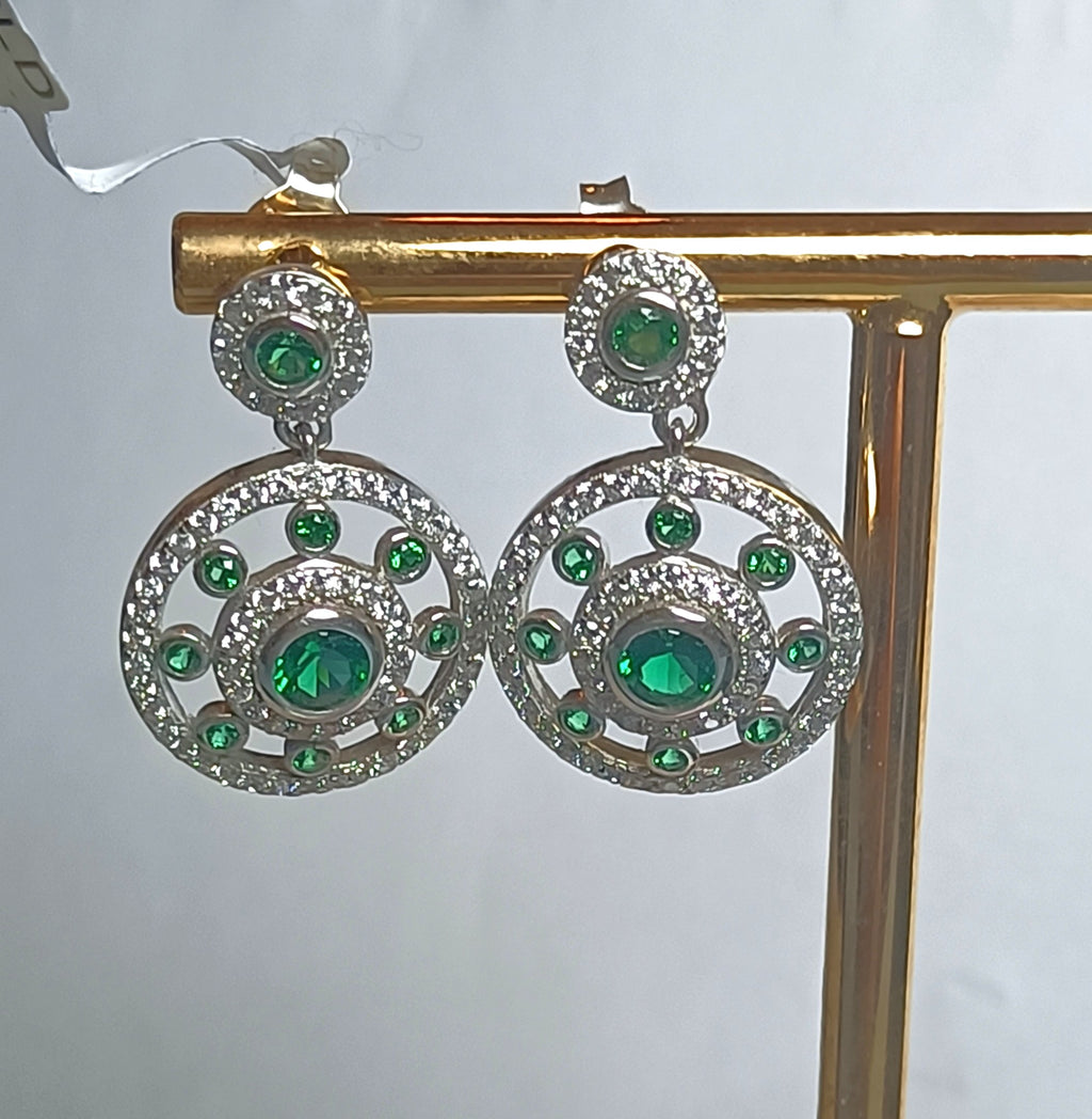ORECCHINI IN ARGENTO 925 CON ZIRCONI VERDI MOLTO LUMINESCENTI