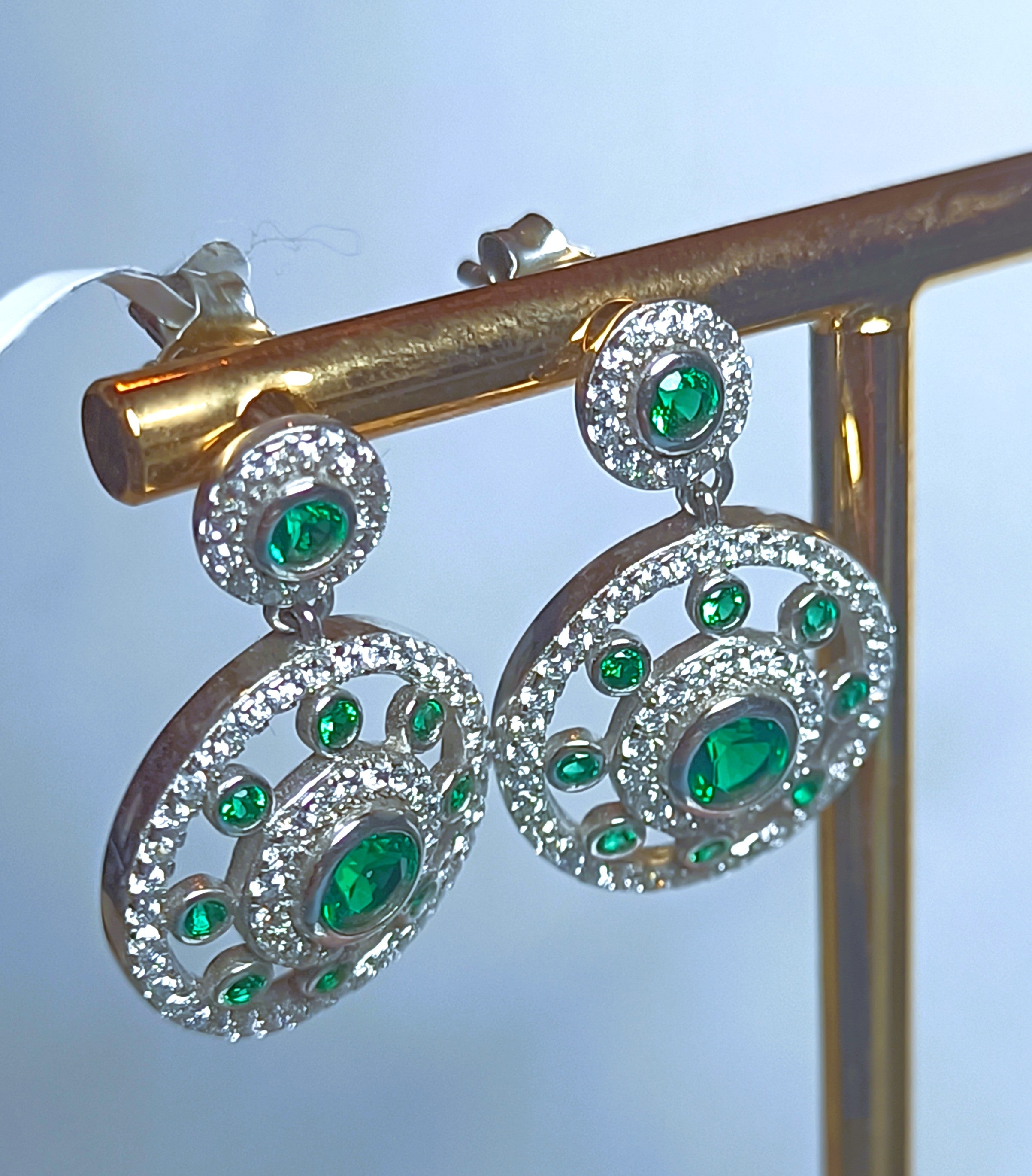 ORECCHINI IN ARGENTO 925 CON ZIRCONI VERDI MOLTO LUMINESCENTI