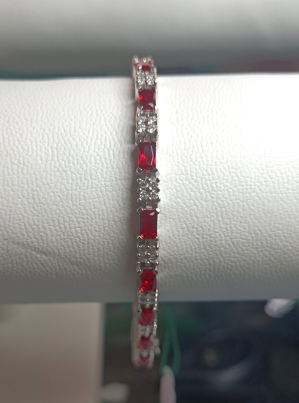 BRACCIALE GIOIELLO  IN ARGENTO 925 CON ZIRCONI ROSSI E BIANCHI