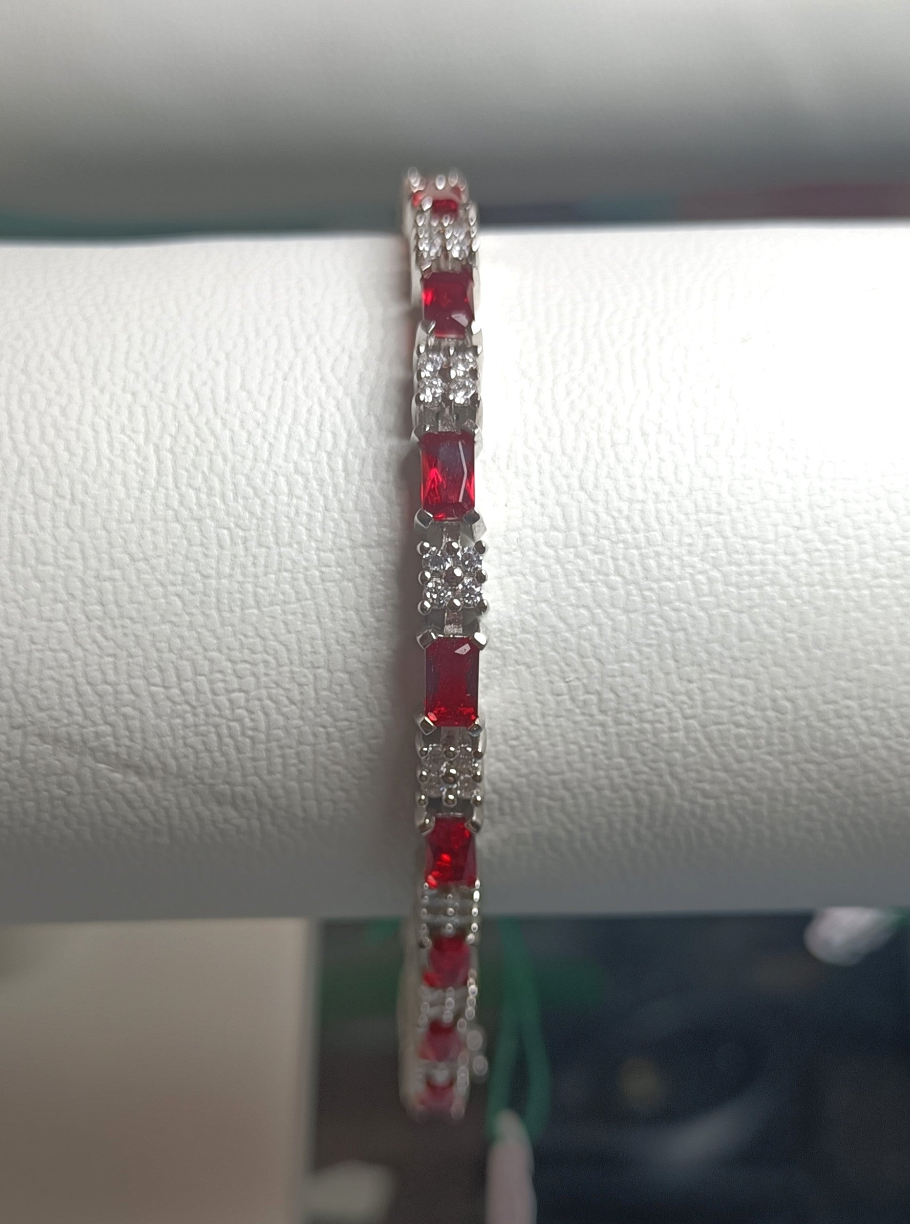 BRACCIALE GIOIELLO  IN ARGENTO 925 CON ZIRCONI ROSSI E BIANCHI