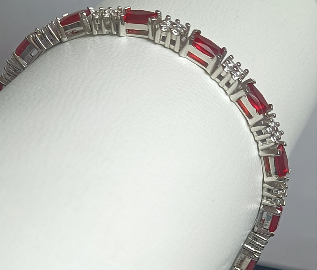 BRACCIALE GIOIELLO  IN ARGENTO 925 CON ZIRCONI ROSSI E BIANCHI