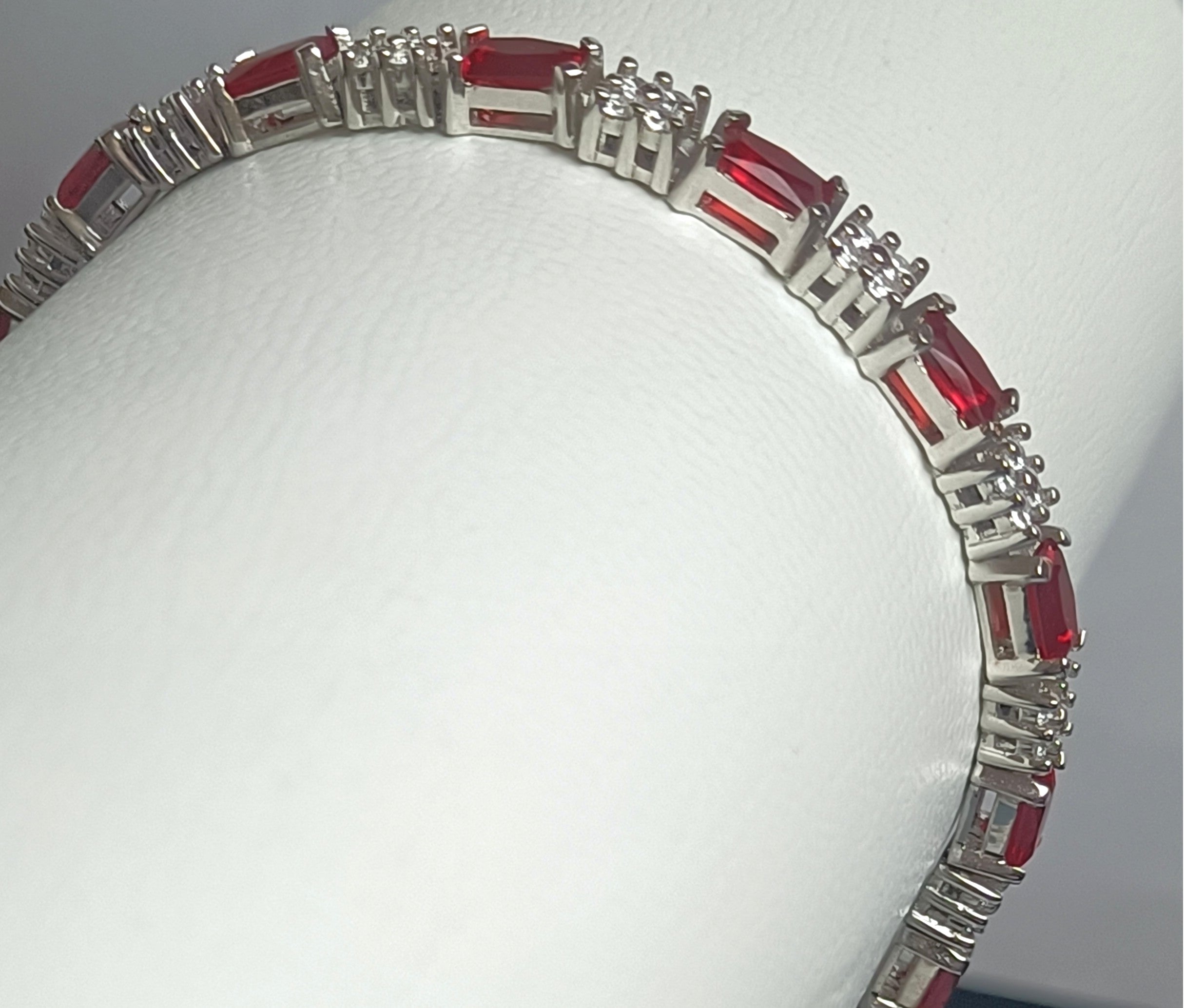 BRACCIALE GIOIELLO  IN ARGENTO 925 CON ZIRCONI ROSSI E BIANCHI