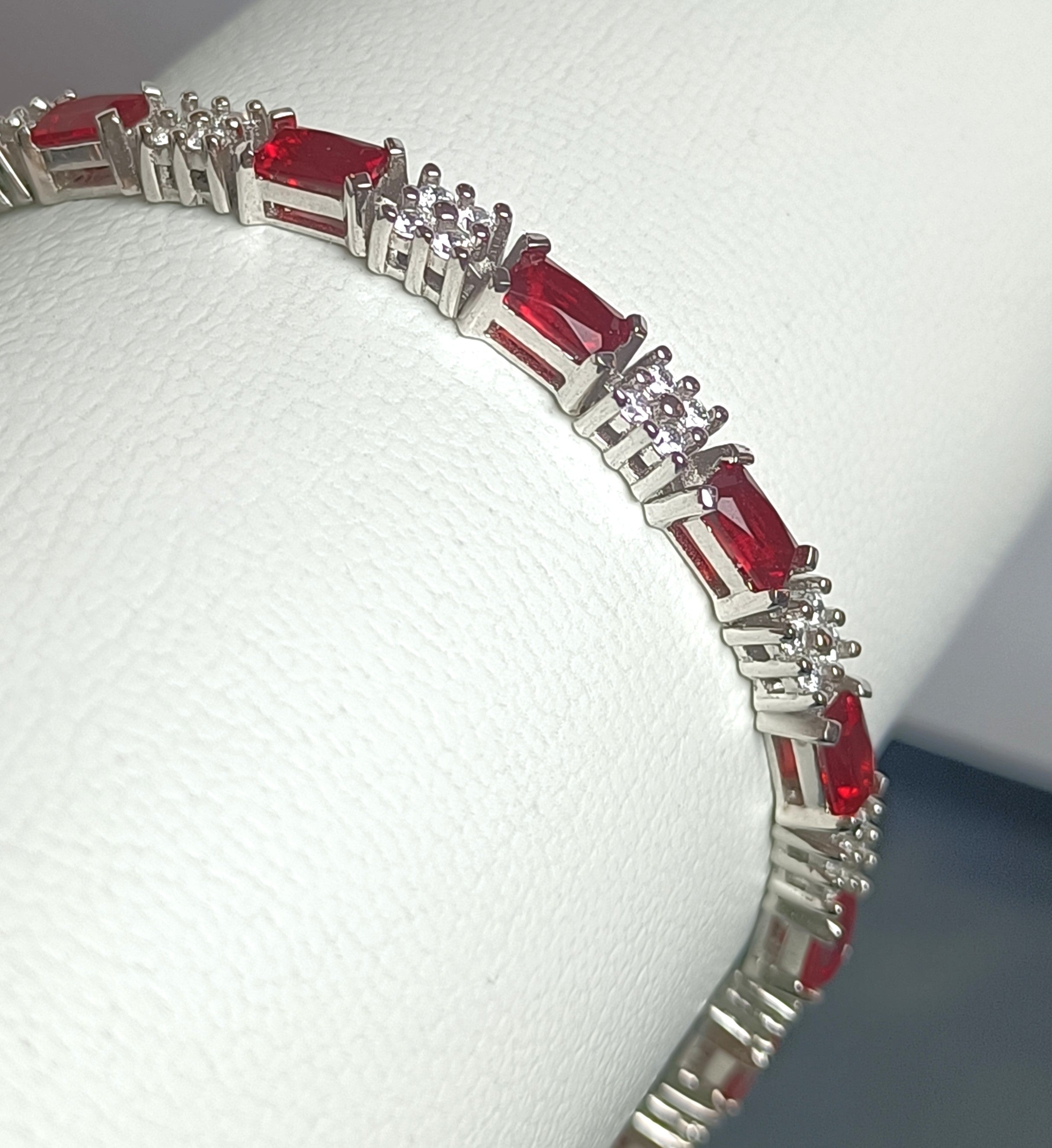 BRACCIALE GIOIELLO  IN ARGENTO 925 CON ZIRCONI ROSSI E BIANCHI