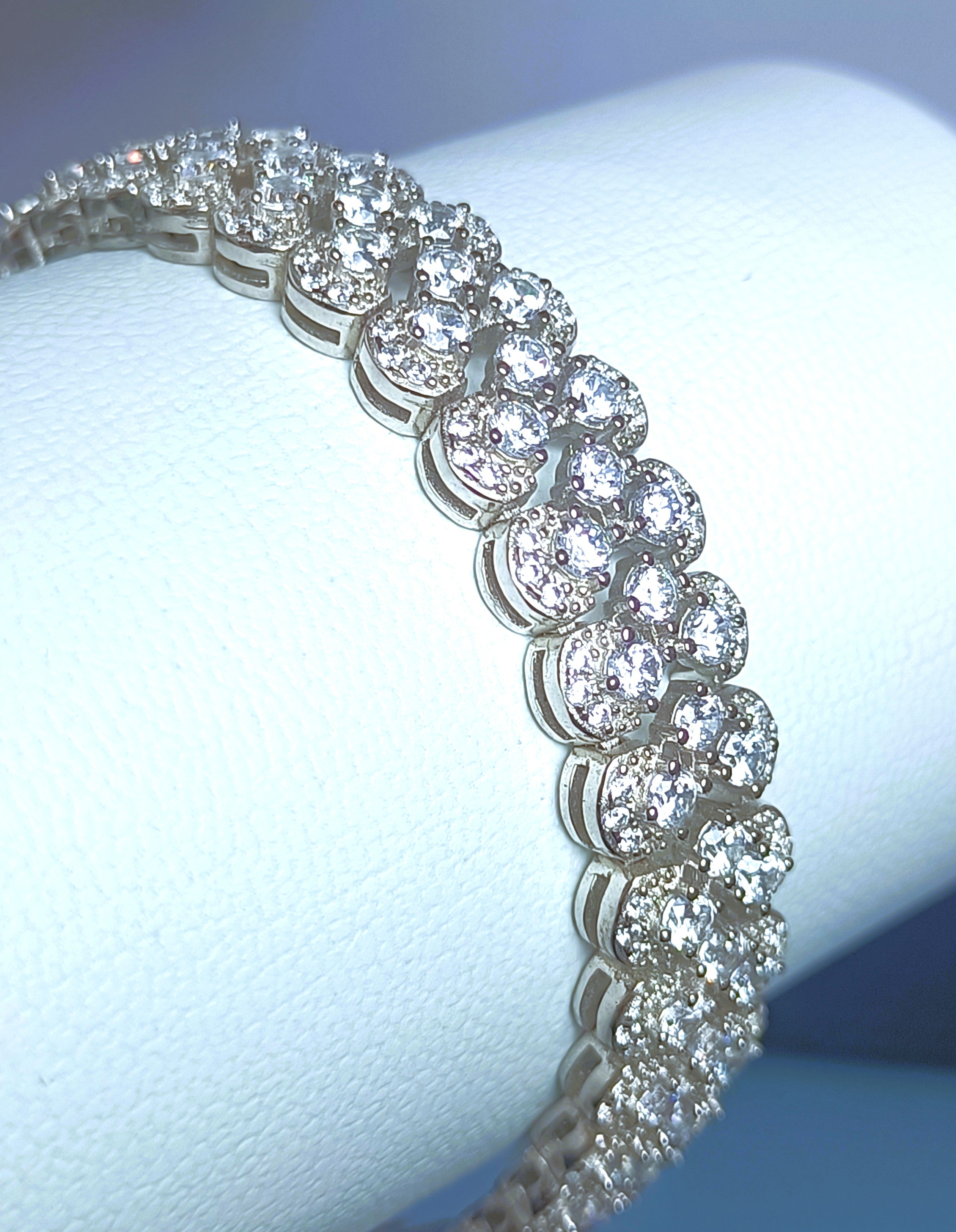 BRACCIALE  FASCIA IN ARGENTO 925  CON ZIRCONI BIANCHI LUMINOSISSIMI