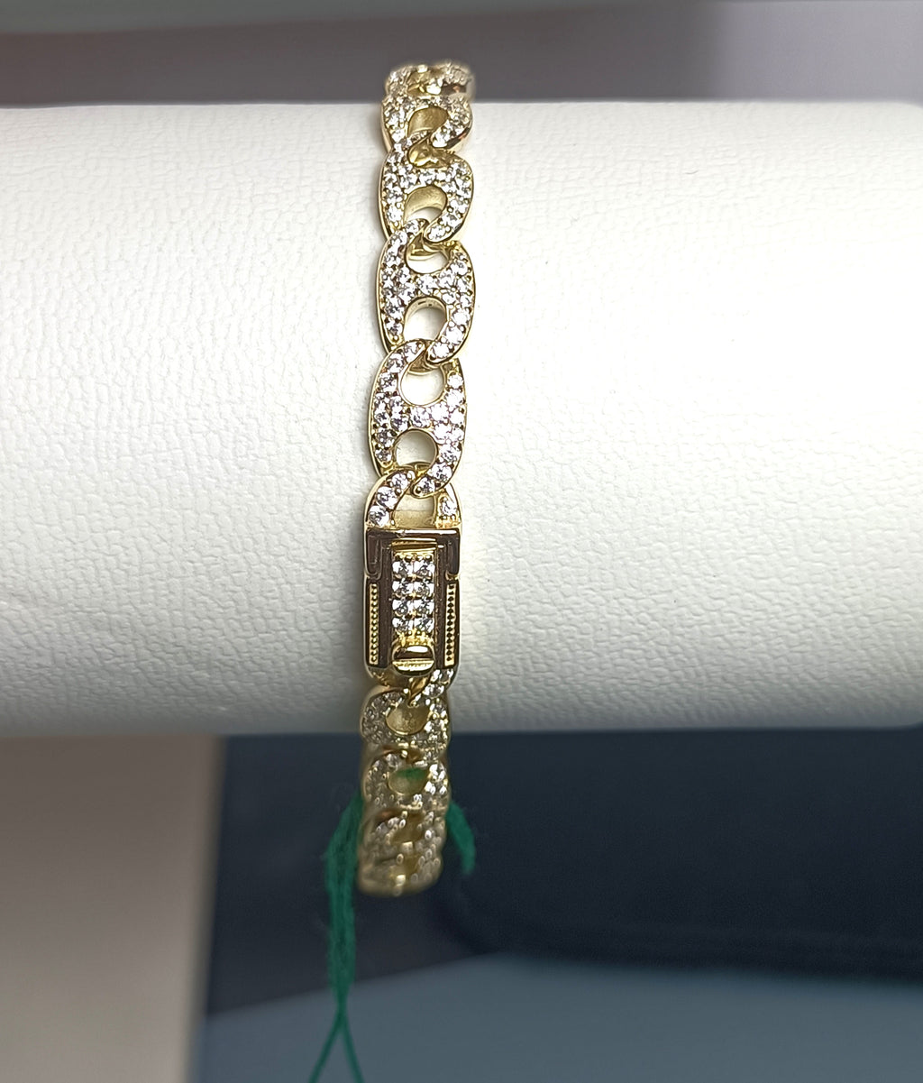 BRACCIALE IN ARGENTO 925 PLACCATURA IN ORO GIALLO