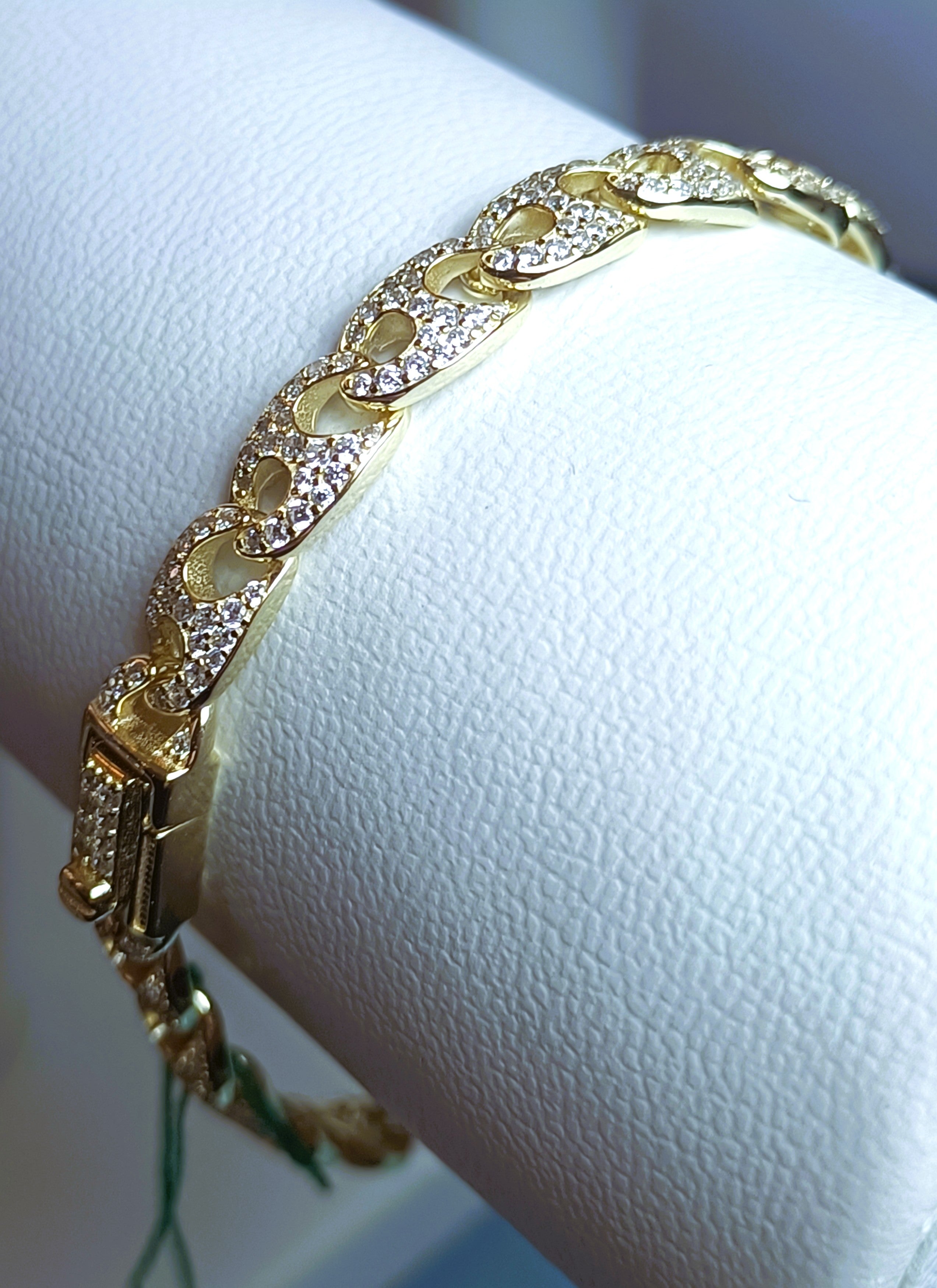 BRACCIALE IN ARGENTO 925 PLACCATURA IN ORO GIALLO