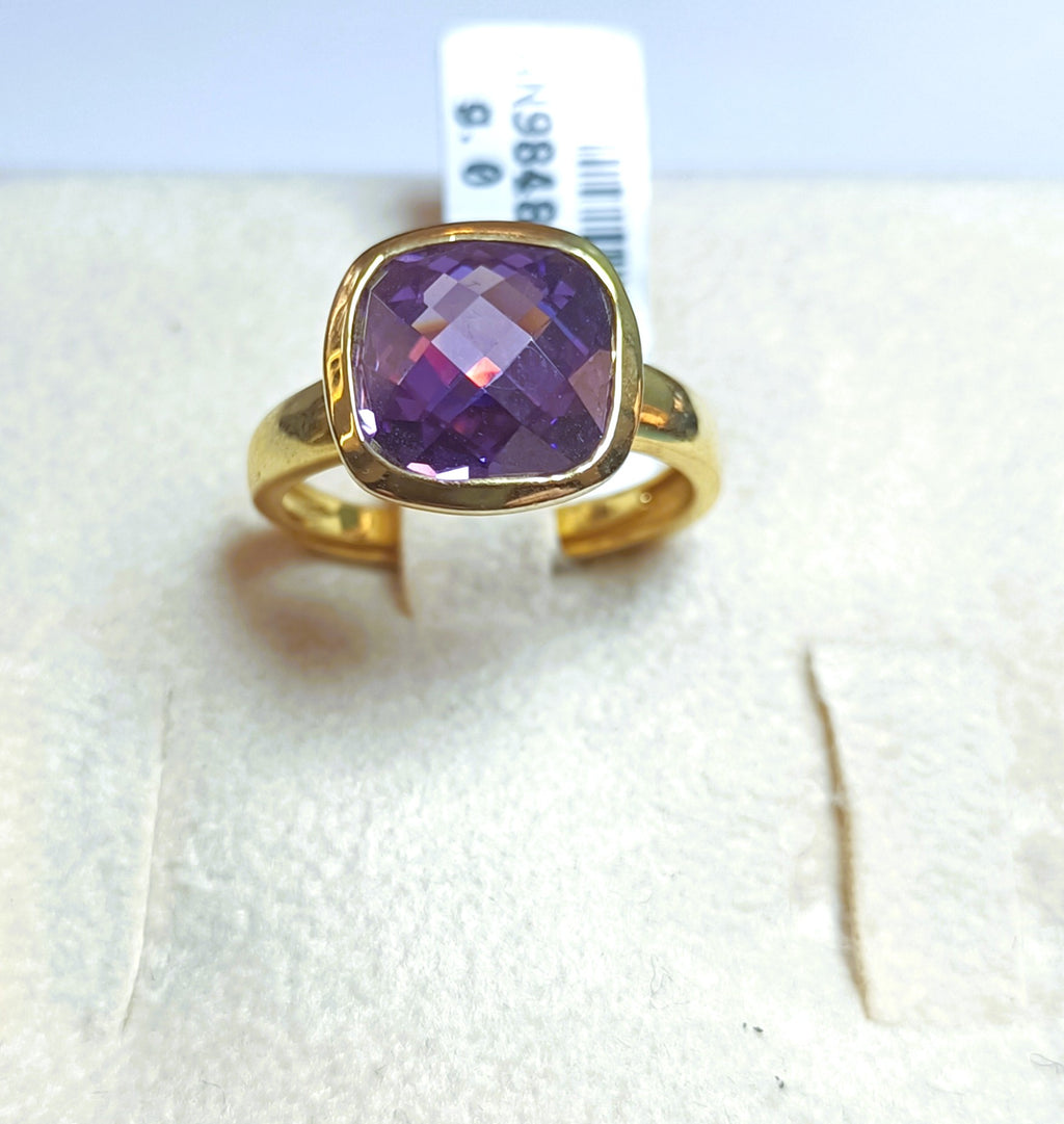 ANELLO IN ARGENTO 925 E VETRO LUMINOSO  MARRONE E VIOLA