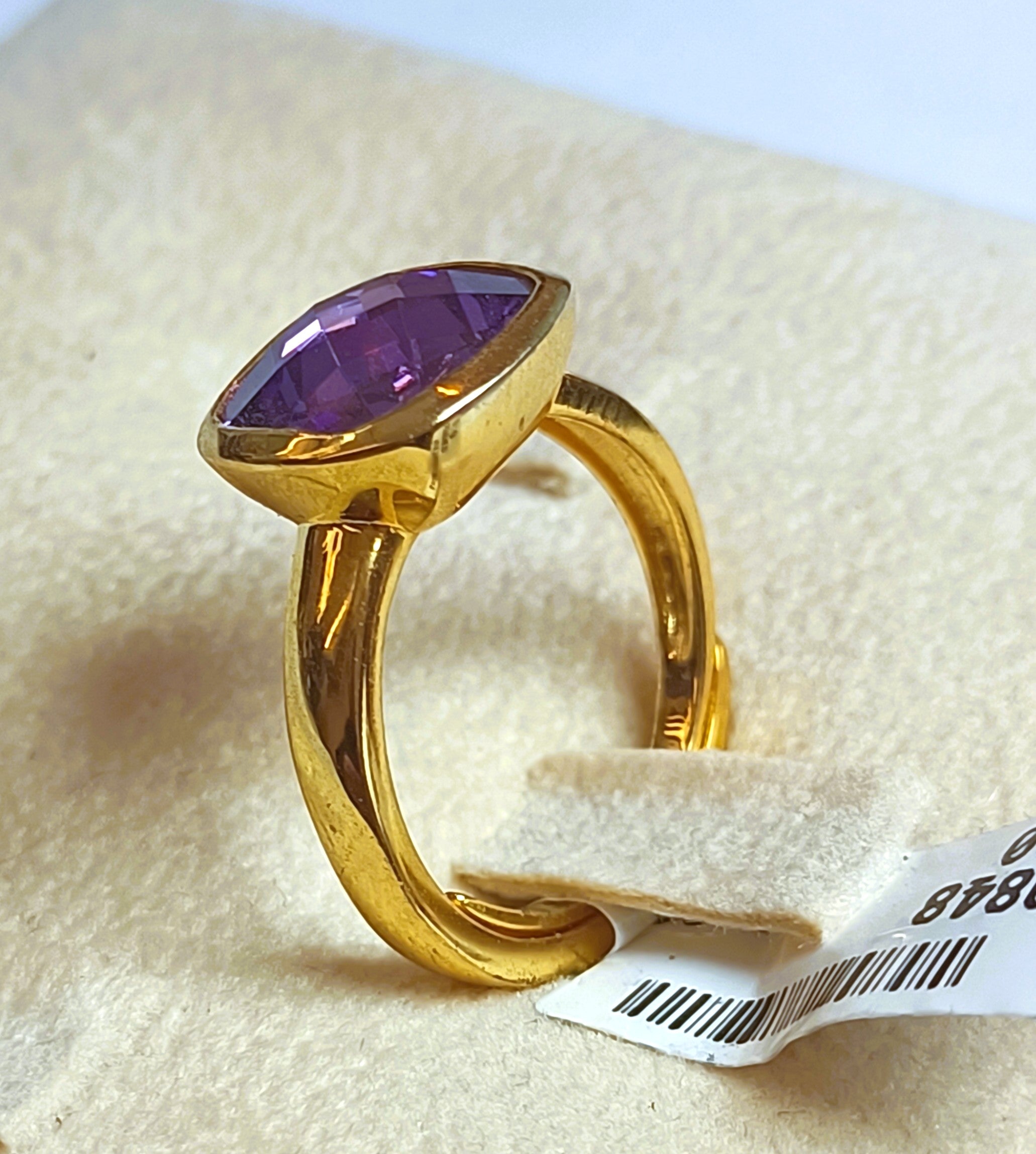 ANELLO IN ARGENTO 925 E VETRO LUMINOSO  MARRONE E VIOLA