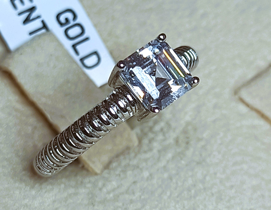 ANELLO IN ARGENTO 925 VERSIONE TUBO GAS ESTERNO BIANCO E ORO