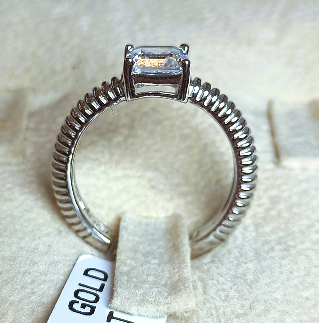 ANELLO IN ARGENTO 925 VERSIONE TUBO GAS ESTERNO BIANCO E ORO