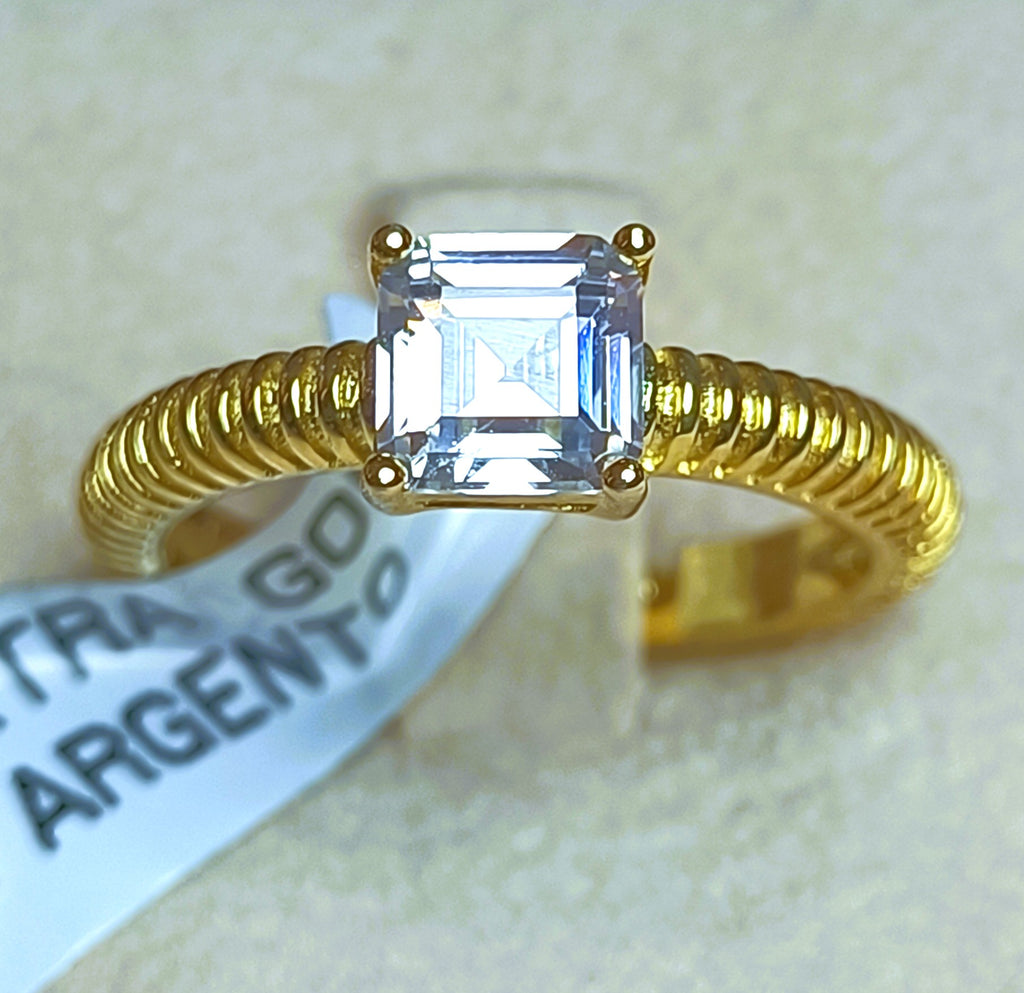 ANELLO IN ARGENTO 925 VERSIONE TUBO GAS ESTERNO BIANCO E ORO