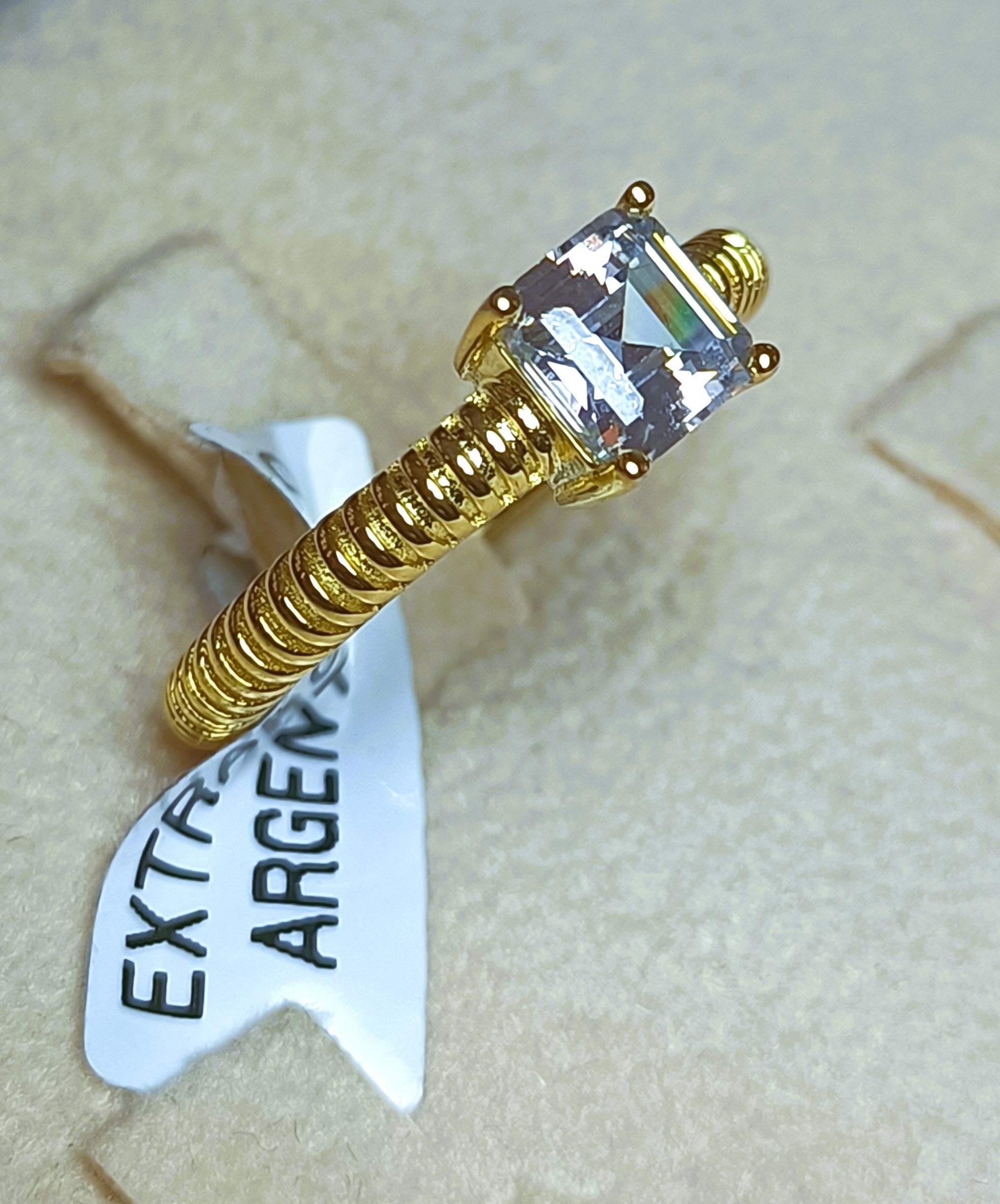 ANELLO IN ARGENTO 925 VERSIONE TUBO GAS ESTERNO BIANCO E ORO