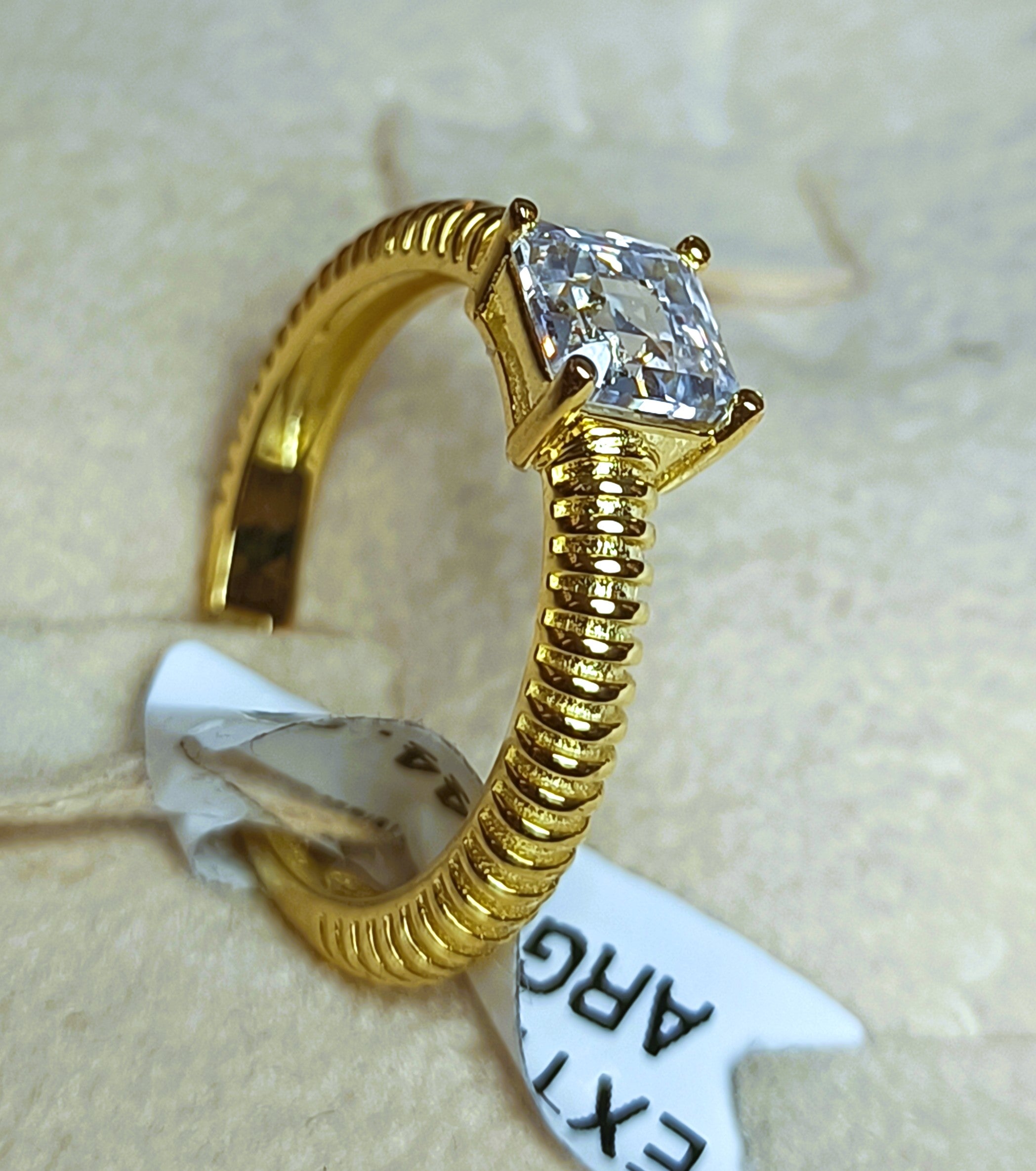 ANELLO IN ARGENTO 925 VERSIONE TUBO GAS ESTERNO BIANCO E ORO