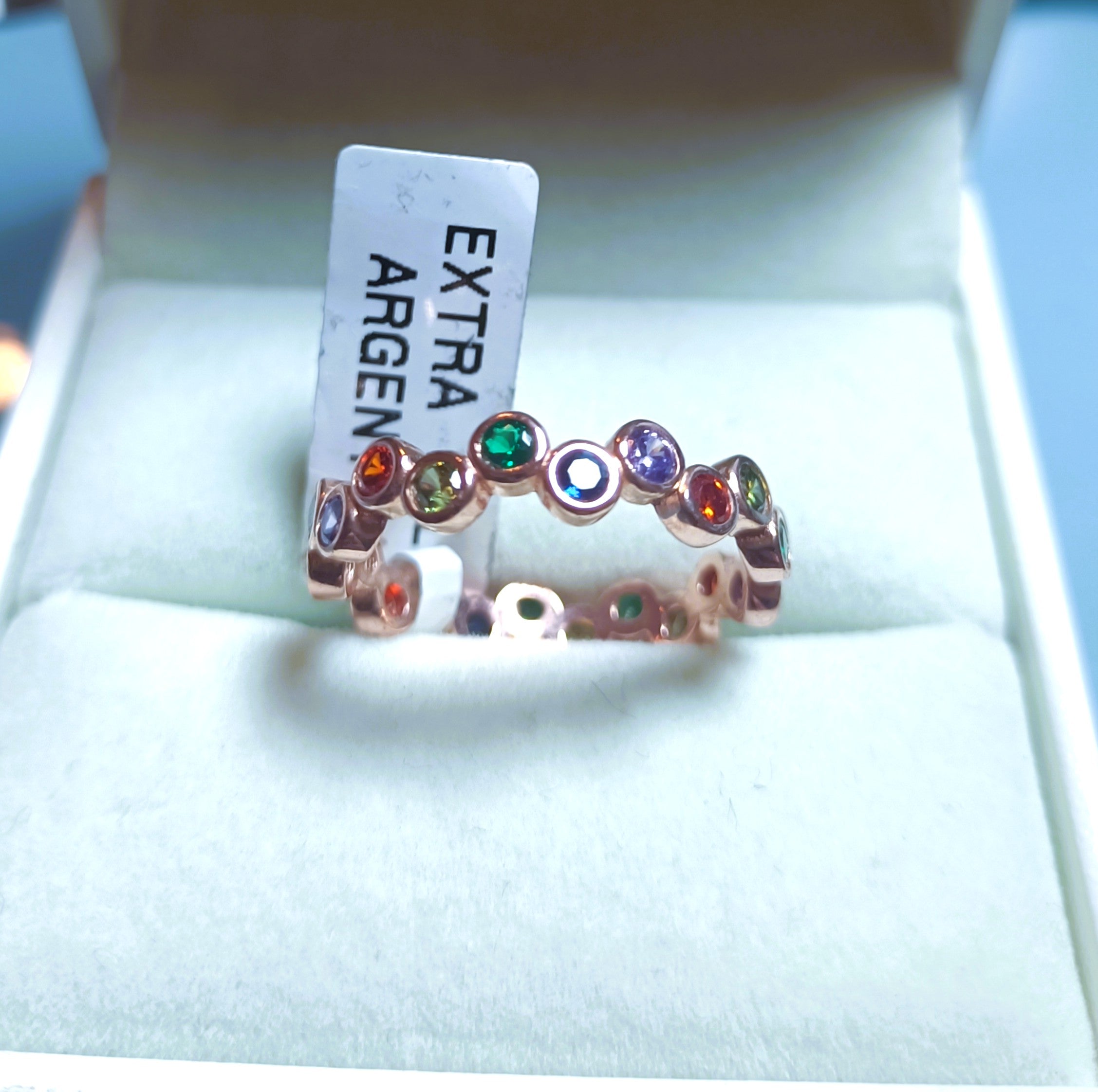 ANELLO FEDE ZIGLINATA IN ARGENTO 925 ROSE' E PIETRE