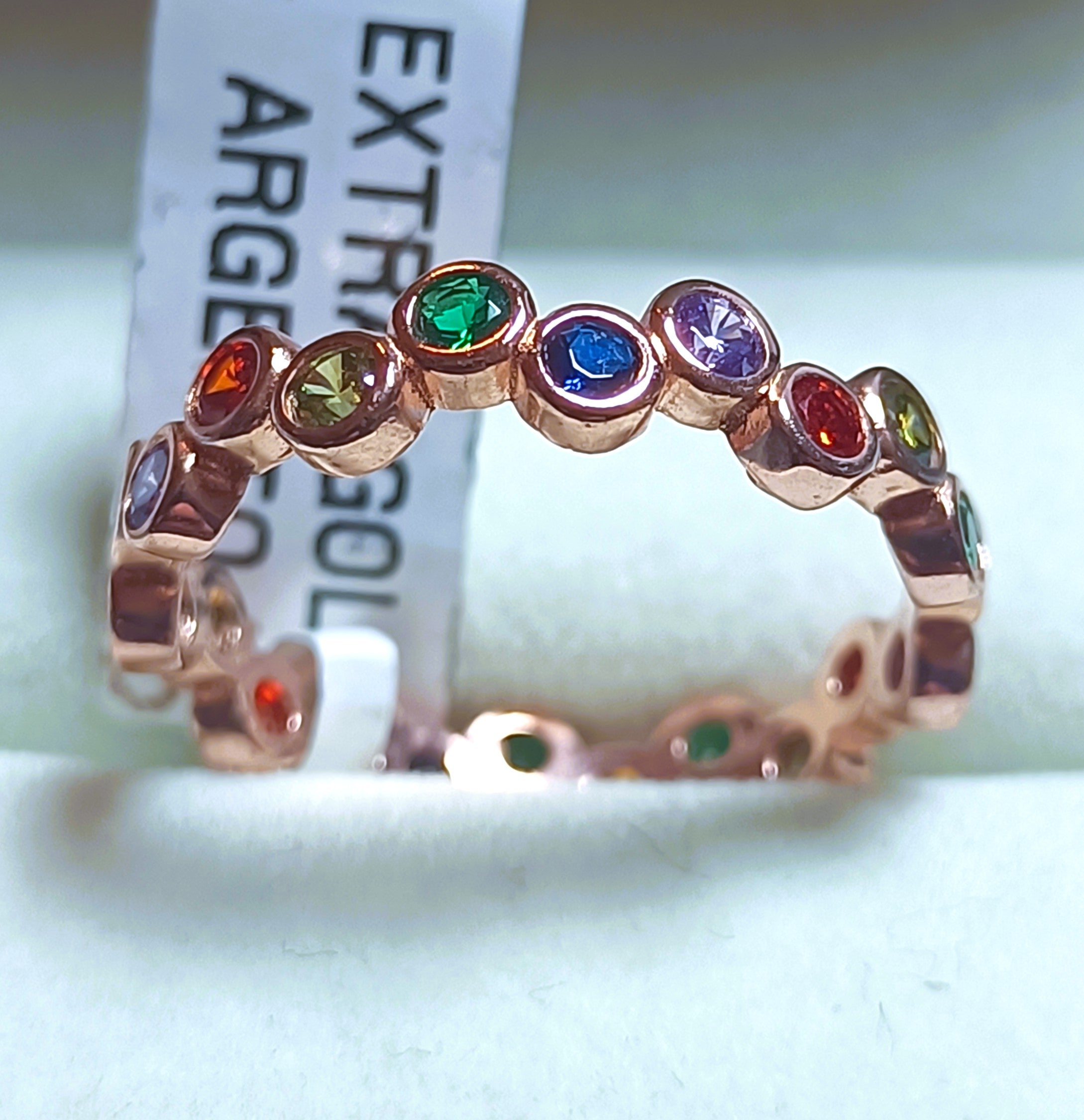 ANELLO FEDE ZIGLINATA IN ARGENTO 925 ROSE' E PIETRE