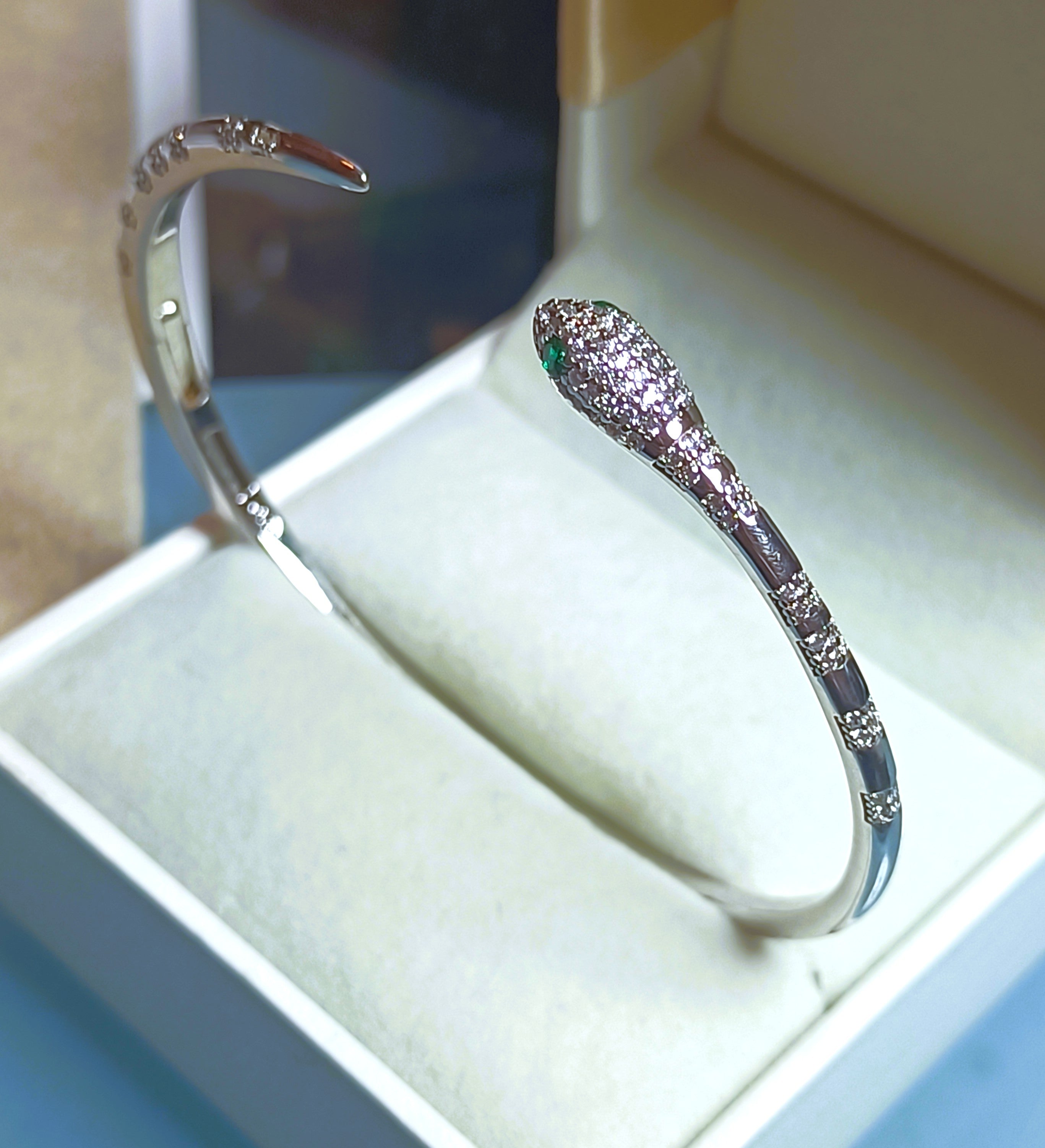 BRACCIALE GIOIELLO IN ARGENTO 925 E  ZIRCONI BIANCHI E VERDI