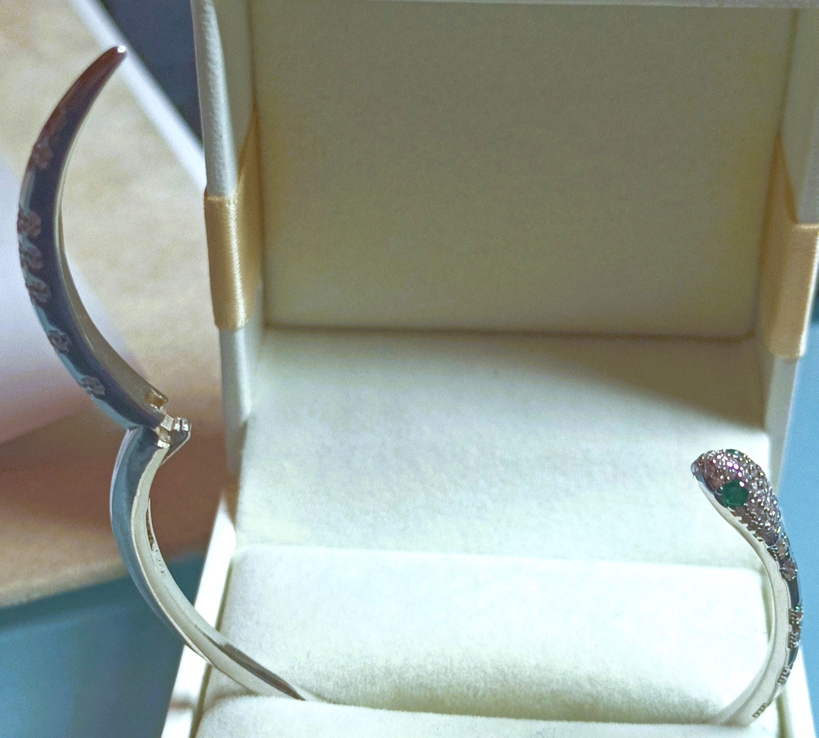 BRACCIALE GIOIELLO IN ARGENTO 925 E  ZIRCONI BIANCHI E VERDI