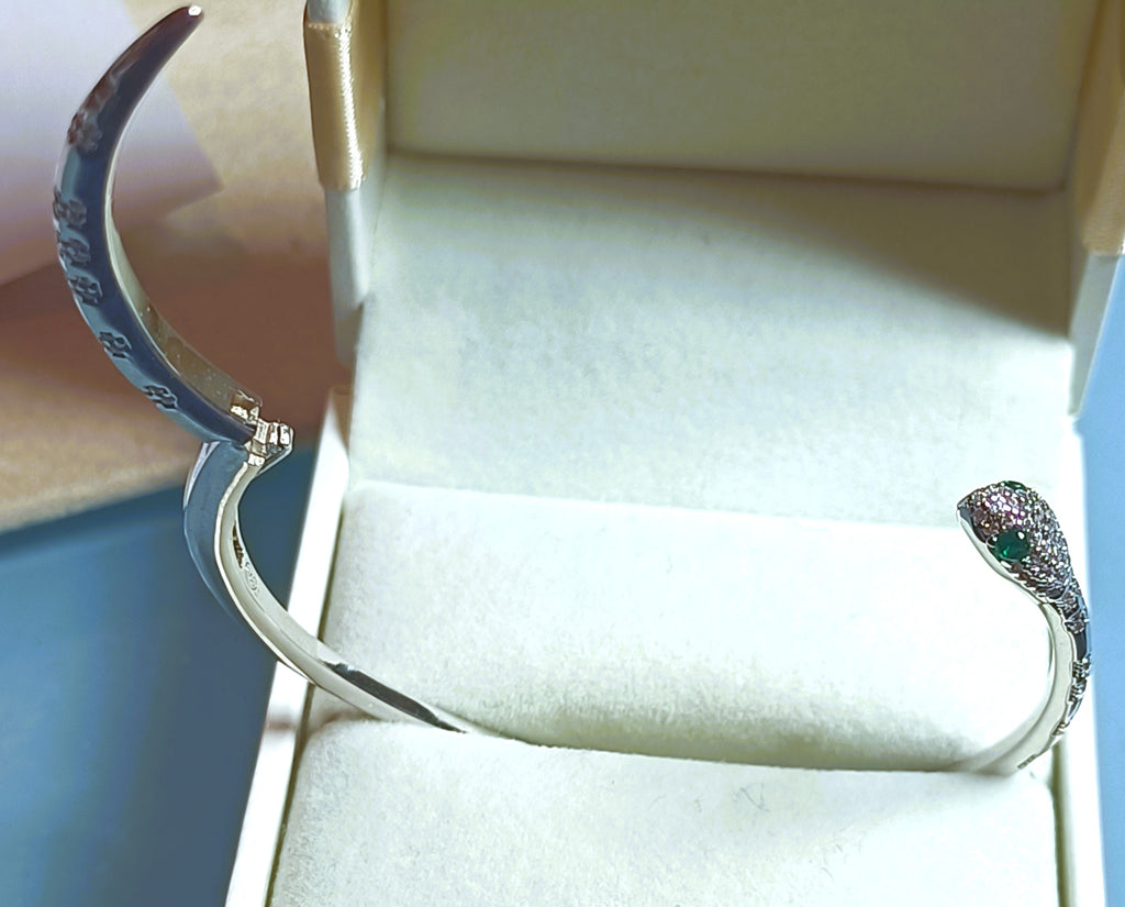 BRACCIALE GIOIELLO IN ARGENTO 925 E  ZIRCONI BIANCHI E VERDI