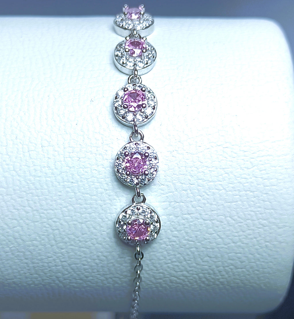 BRACCIALE IN ARGENTO 925 CON ZIRCONI ROSA E BIANCHI