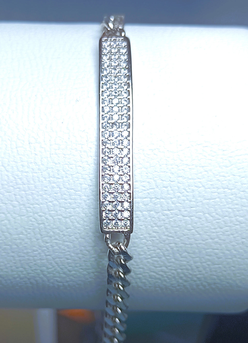 BRACCIALE PIASTRINA E ZIRCONI IN ARGENTO 925