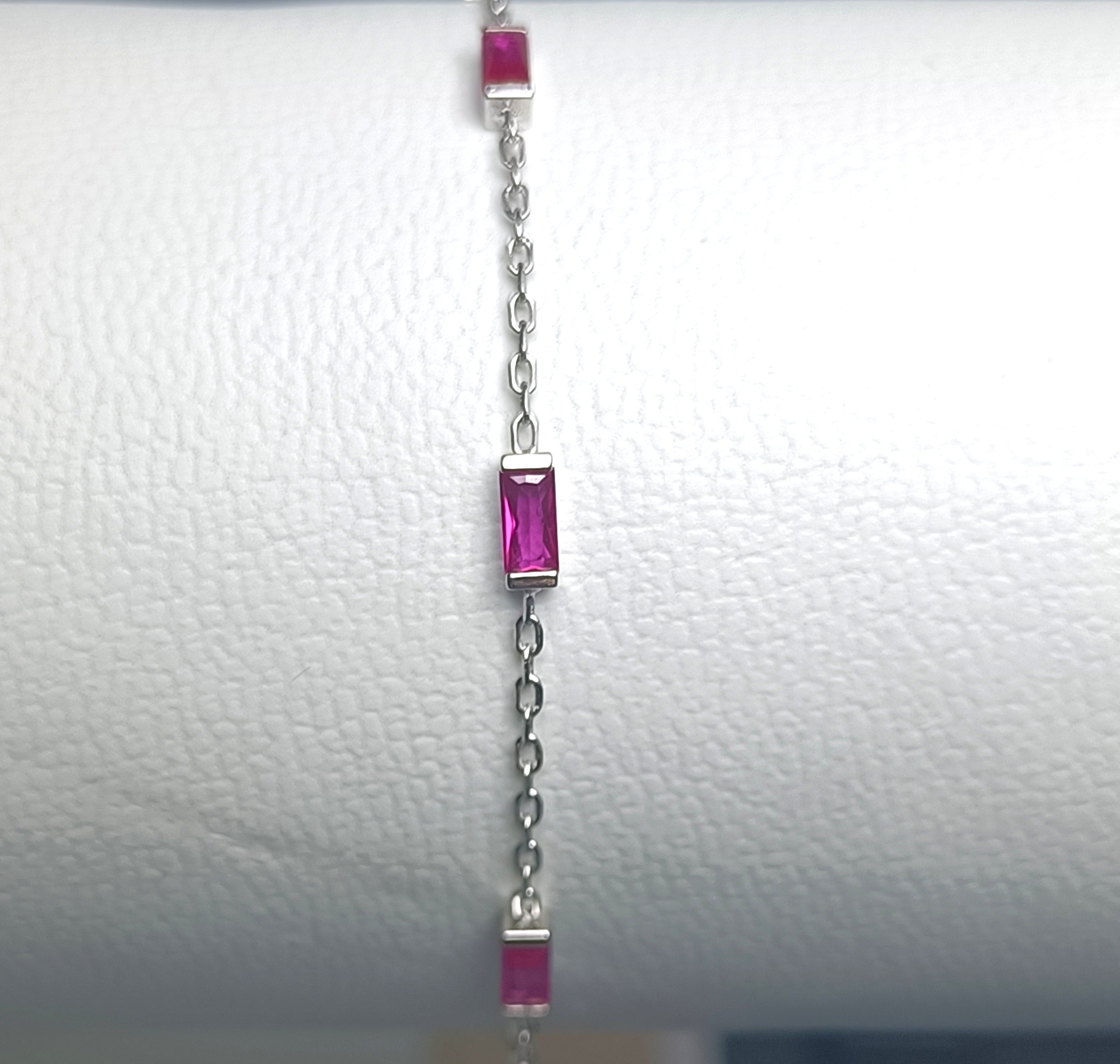 BRACCIALI FINISSIMO IN ARGENTO 925 E PIETRE FUXIA CARINE E LUMINOSE