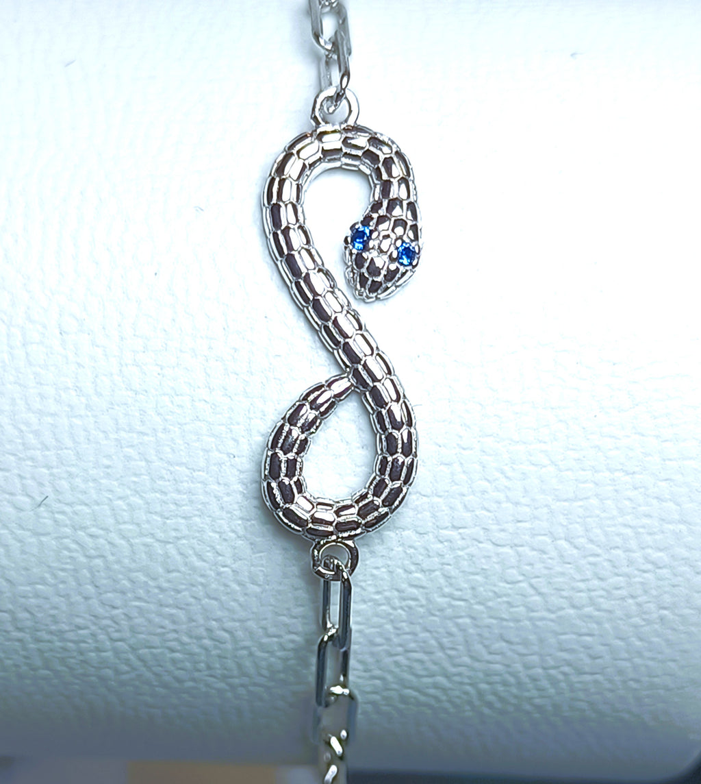 BRACCIALE IN ARGENTO 925 CON ZIRCONI BLU DESIGN SERPENTELLO