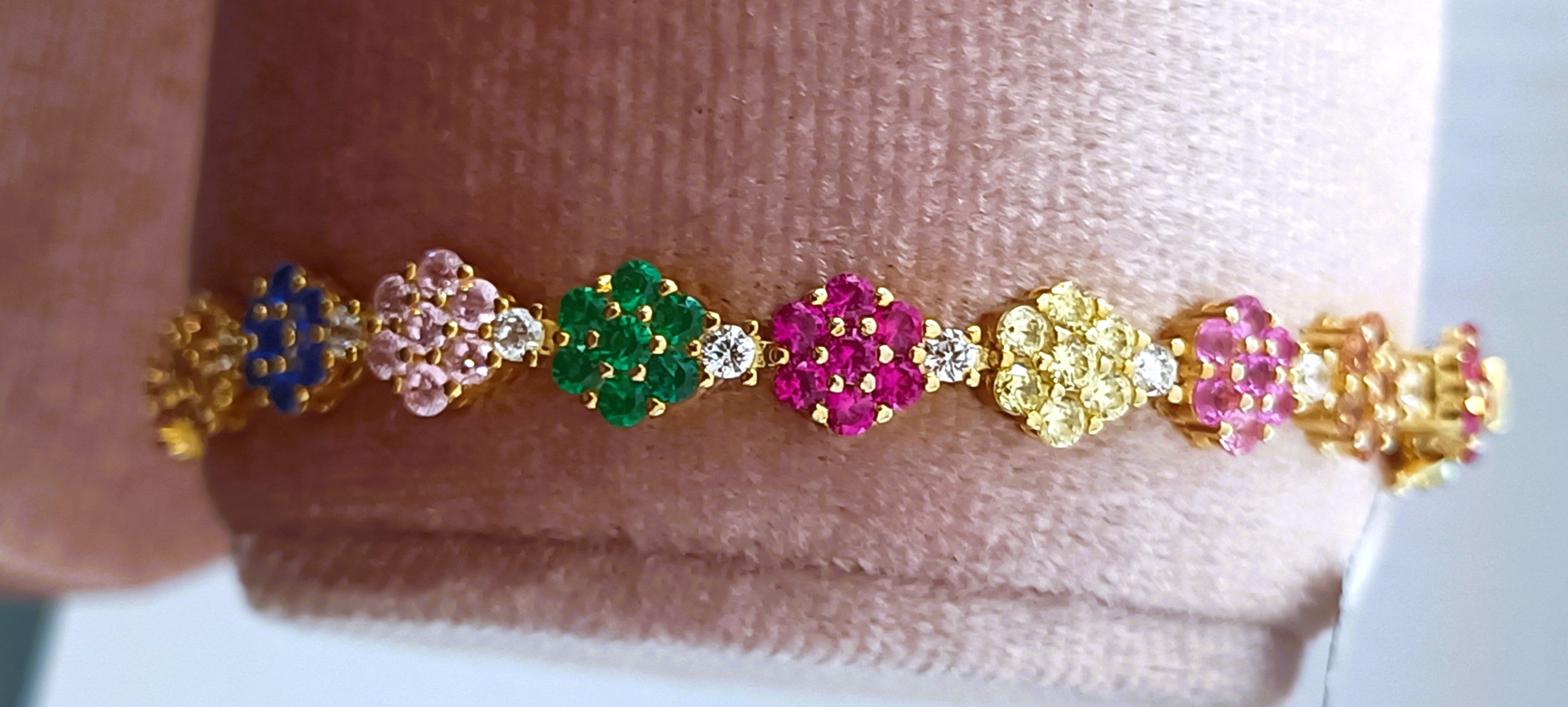 BRACCIALE GIOIELLO IN ARGENTO 925 COLOR ORO CON PIETRE COLORATISSIME