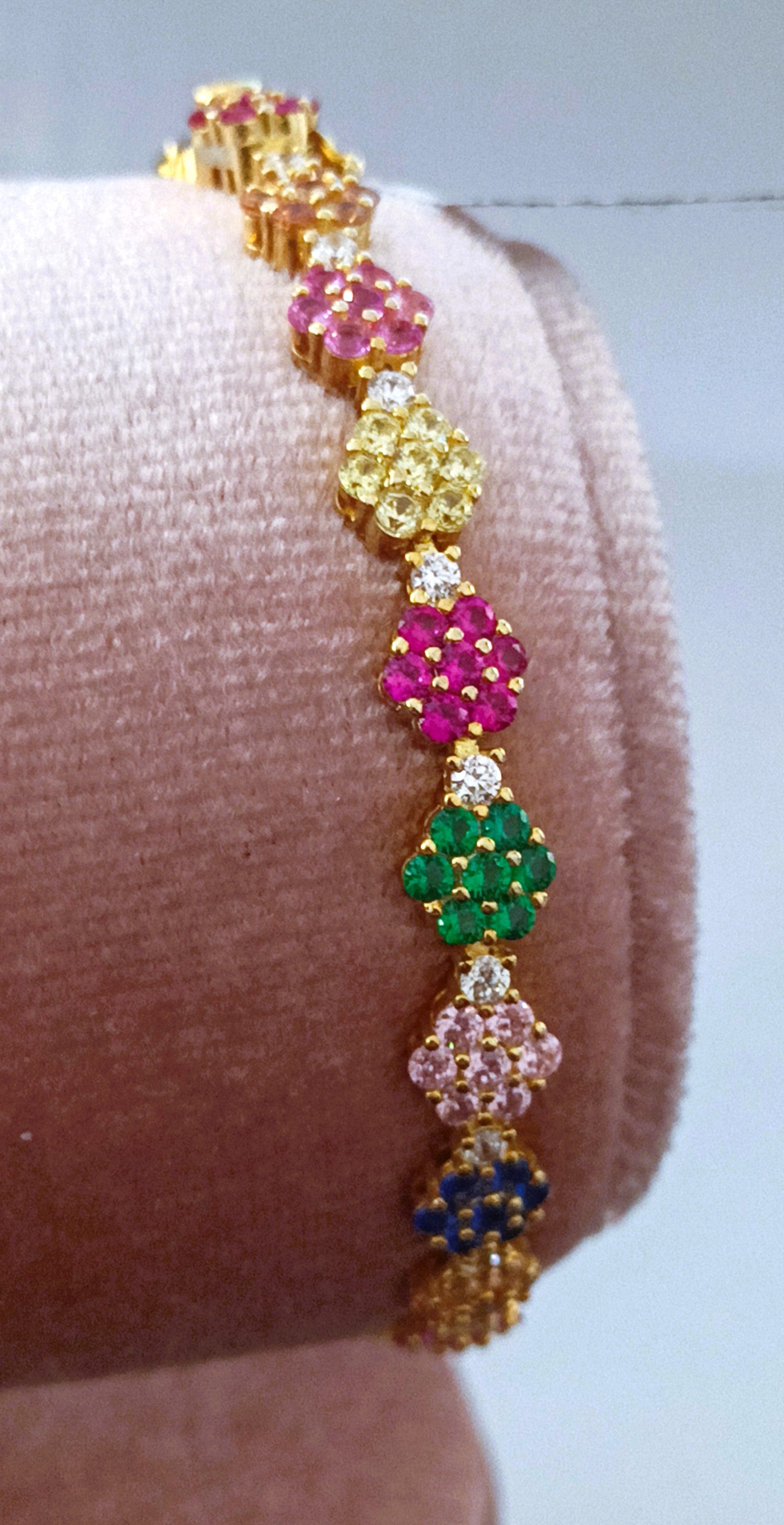 BRACCIALE GIOIELLO IN ARGENTO 925 COLOR ORO CON PIETRE COLORATISSIME