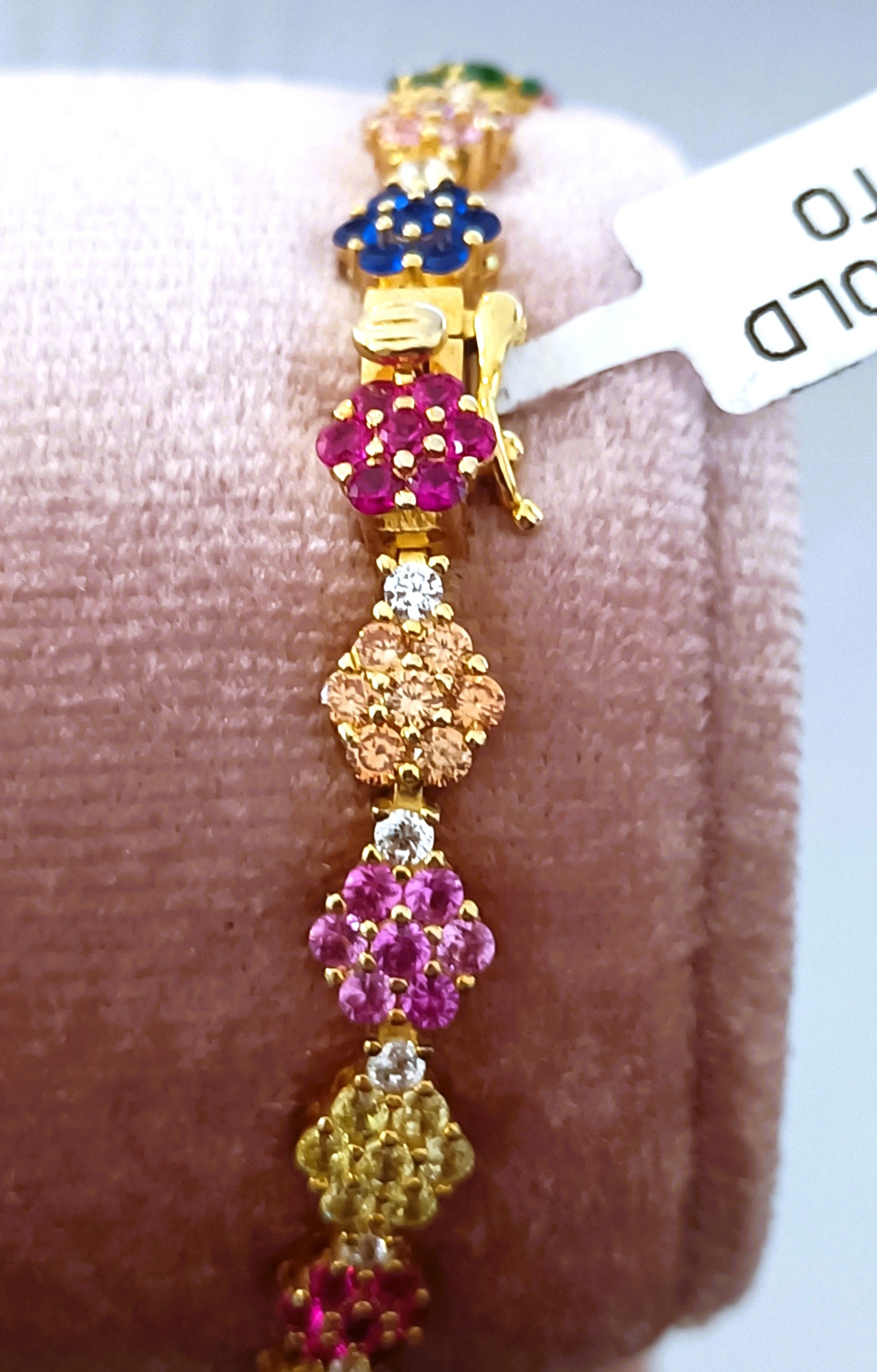 BRACCIALE GIOIELLO IN ARGENTO 925 COLOR ORO CON PIETRE COLORATISSIME