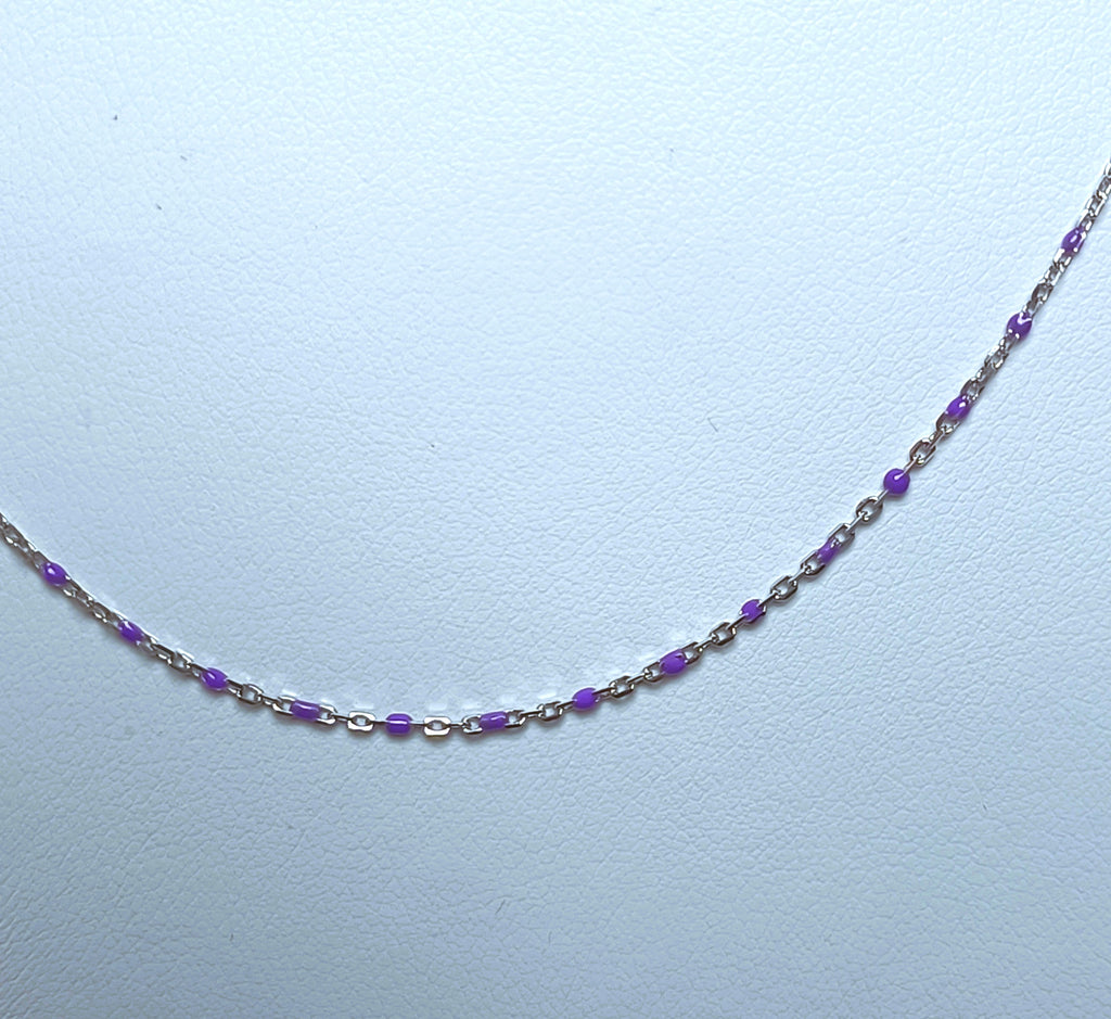 COLLANINA IN ARGENTO 925 COLORATA CON PERLINE VIOLA