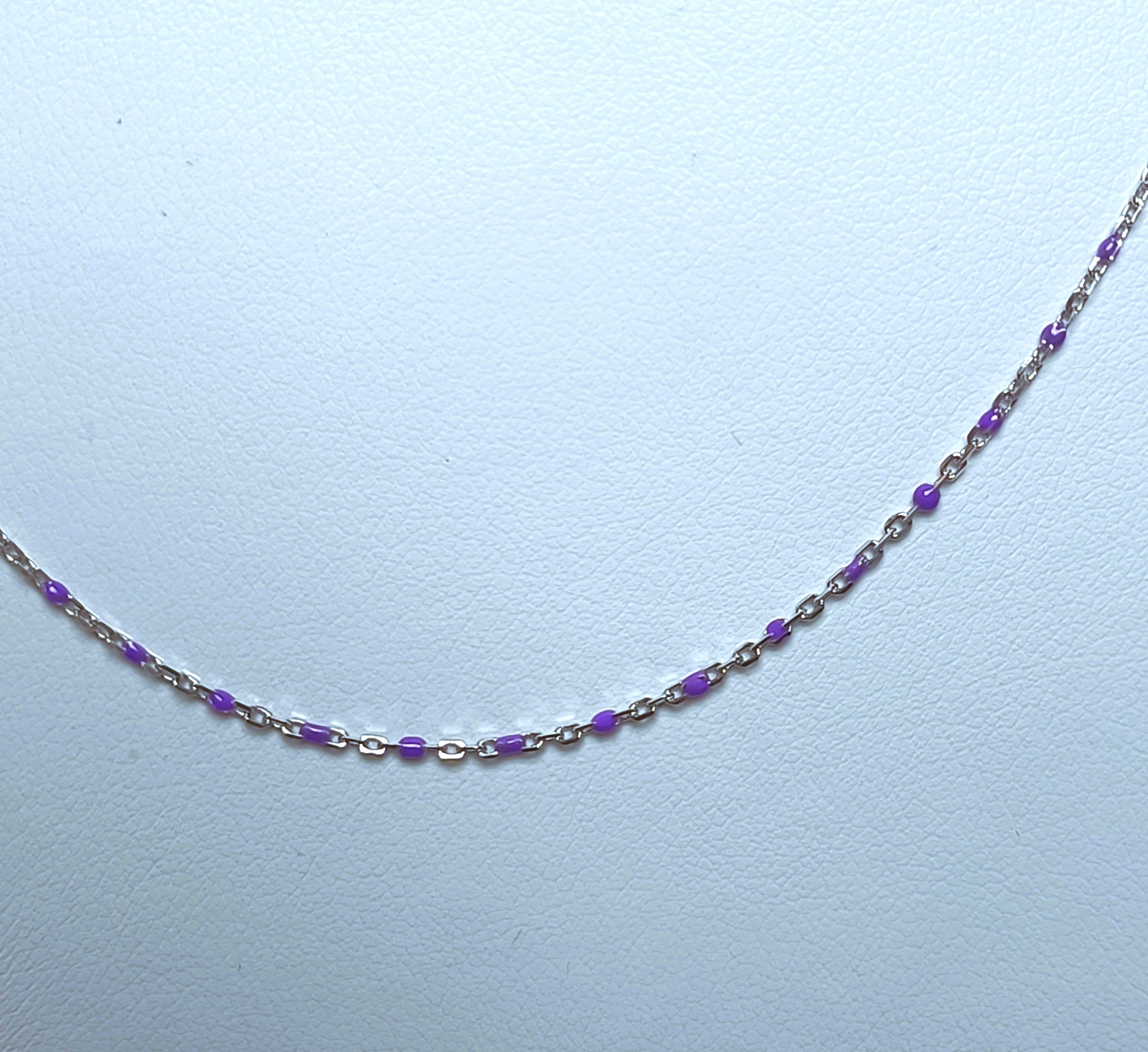 COLLANINA IN ARGENTO 925 COLORATA CON PERLINE VIOLA