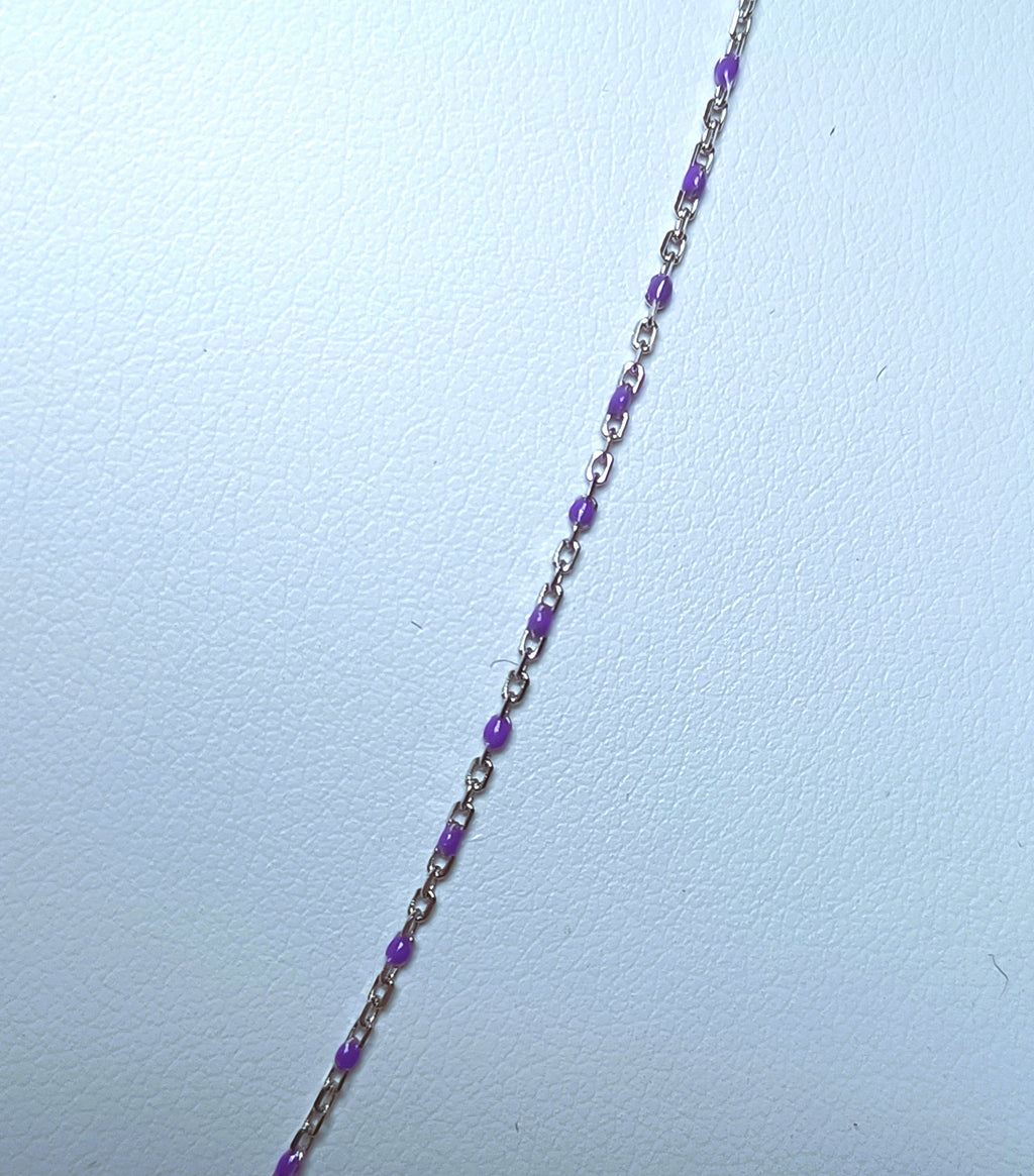 COLLANINA IN ARGENTO 925 COLORATA CON PERLINE VIOLA